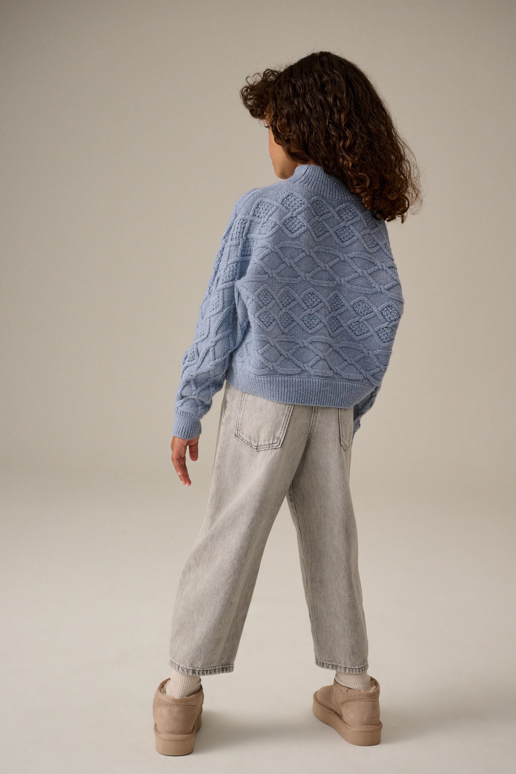 Blue Cable Boxy Jumper (3-16yrs)