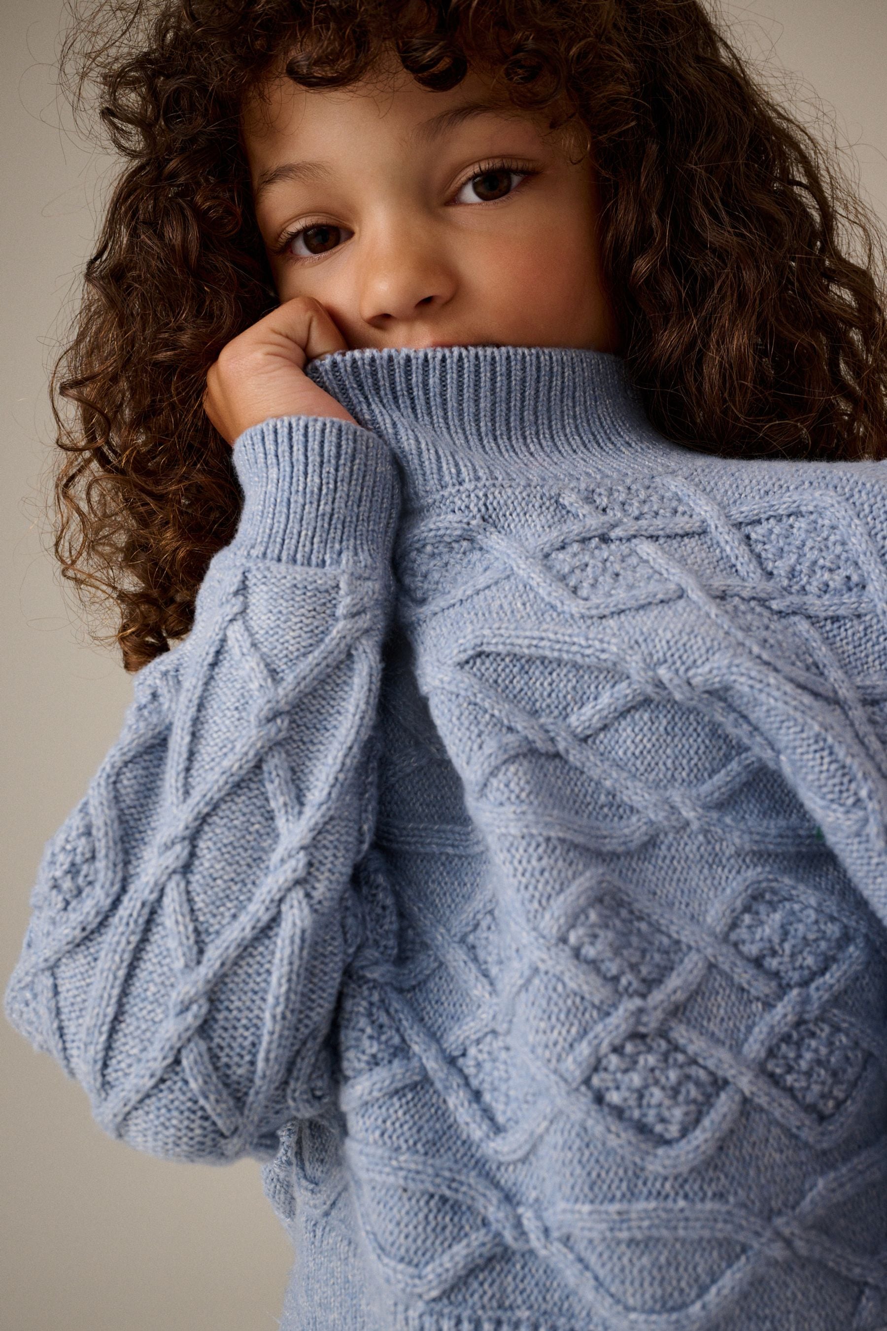 Blue Cable Boxy Jumper (3-16yrs)