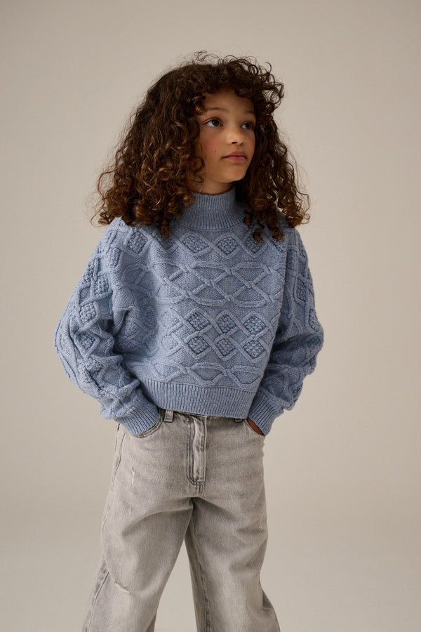 Blue Cable Boxy Jumper (3-16yrs)