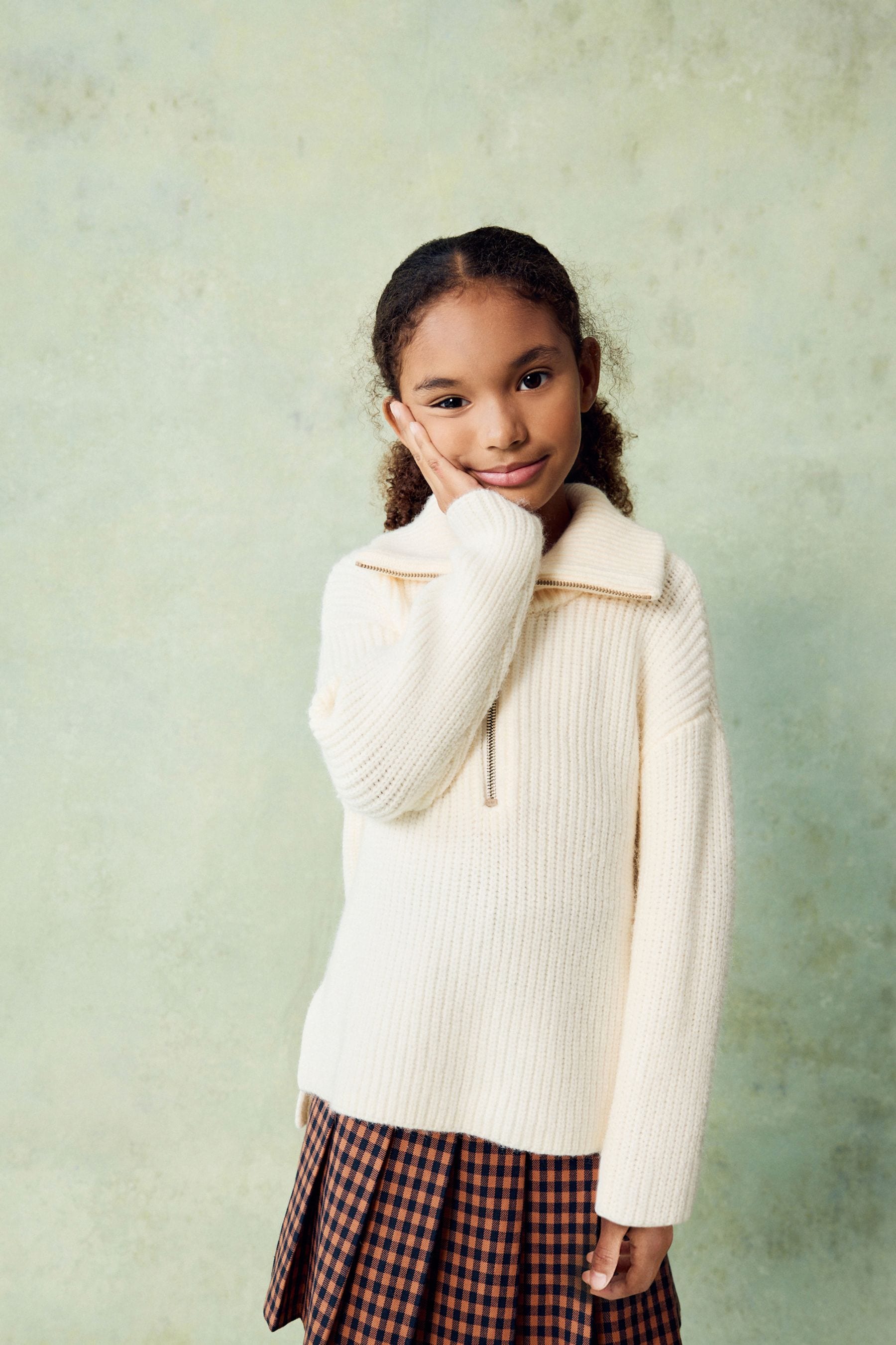 Ecru Cream Zip Neck Jumper (3-16yrs)