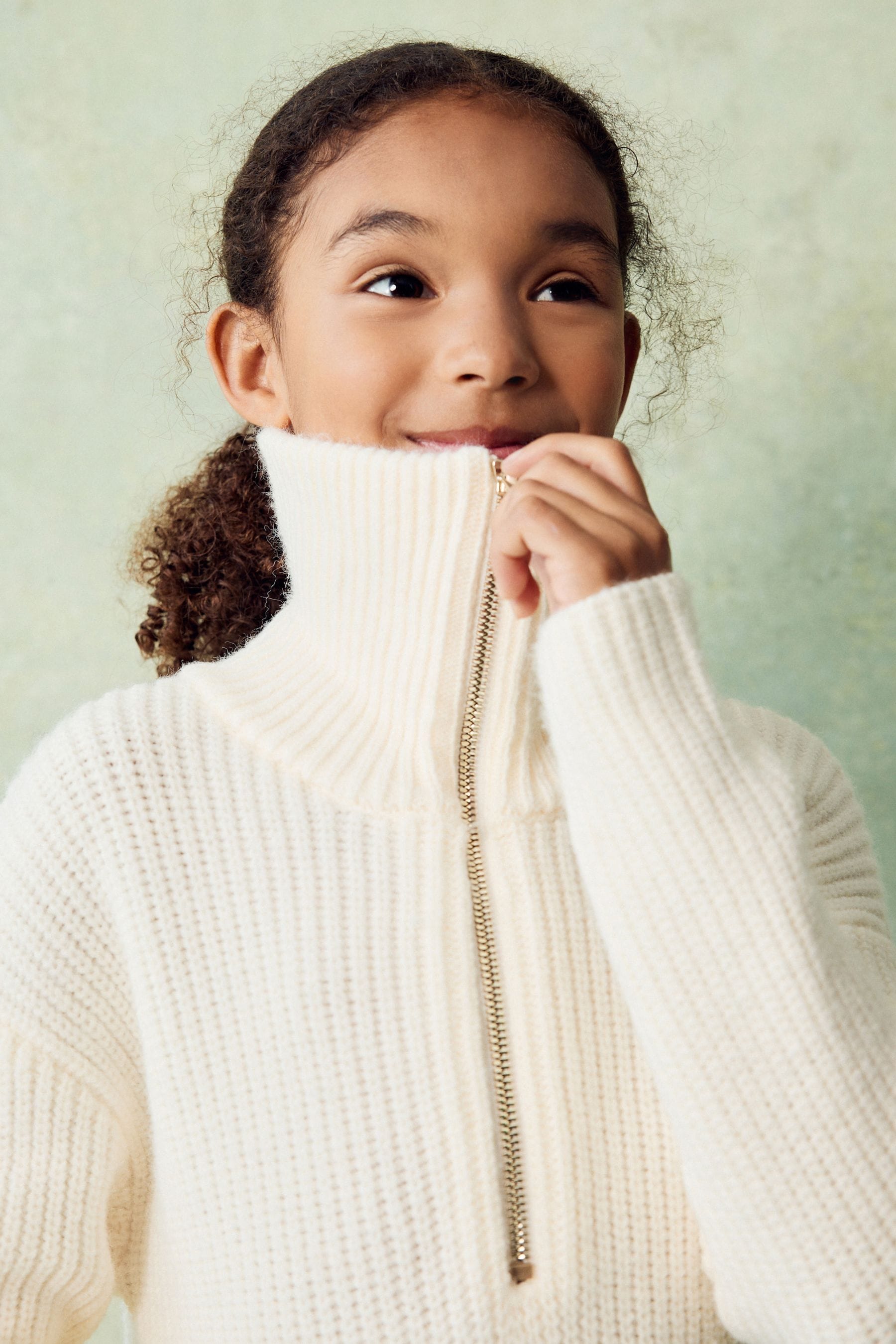 Ecru Cream Zip Neck Jumper (3-16yrs)