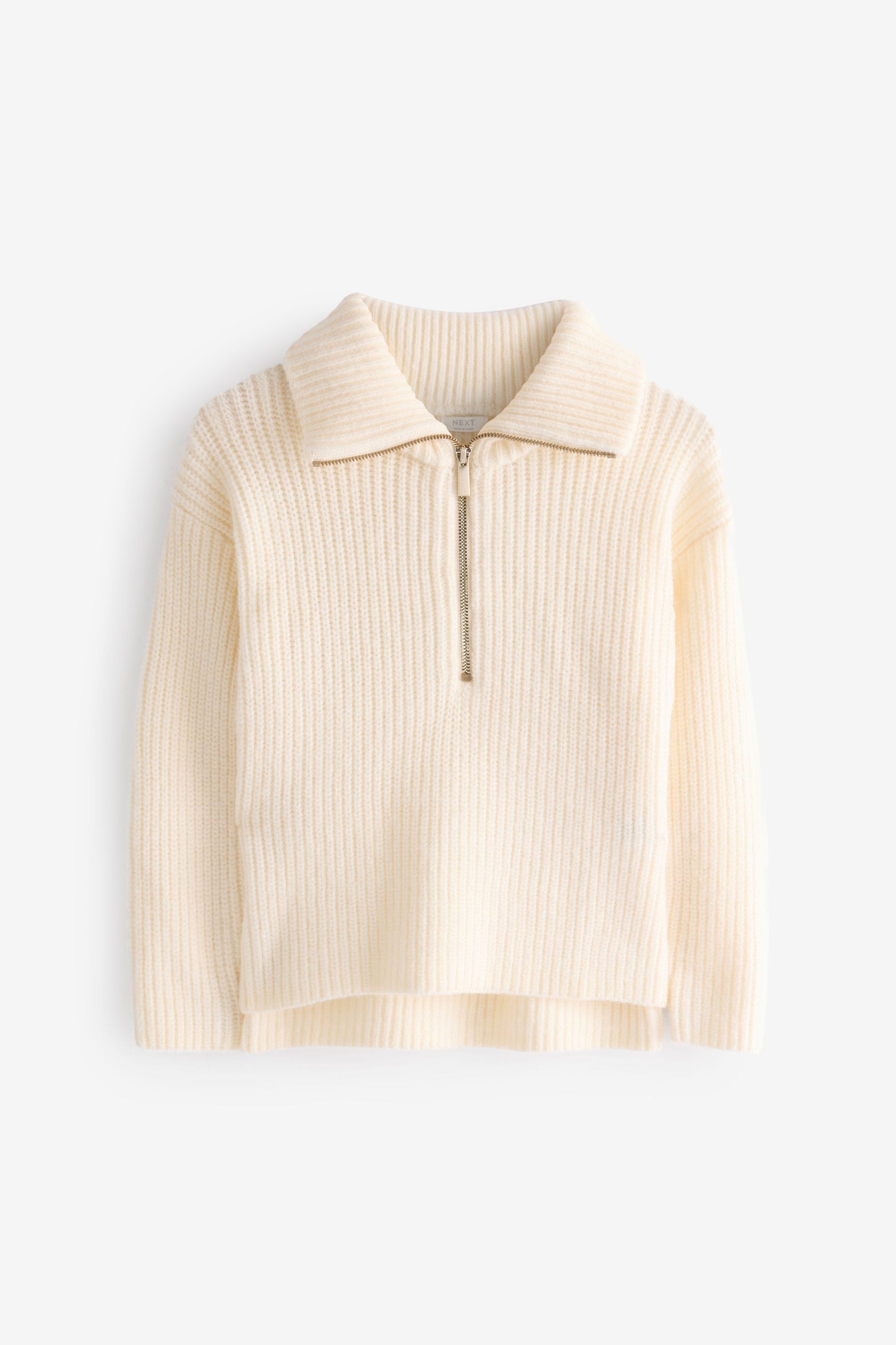 Ecru Cream Zip Neck Jumper (3-16yrs)