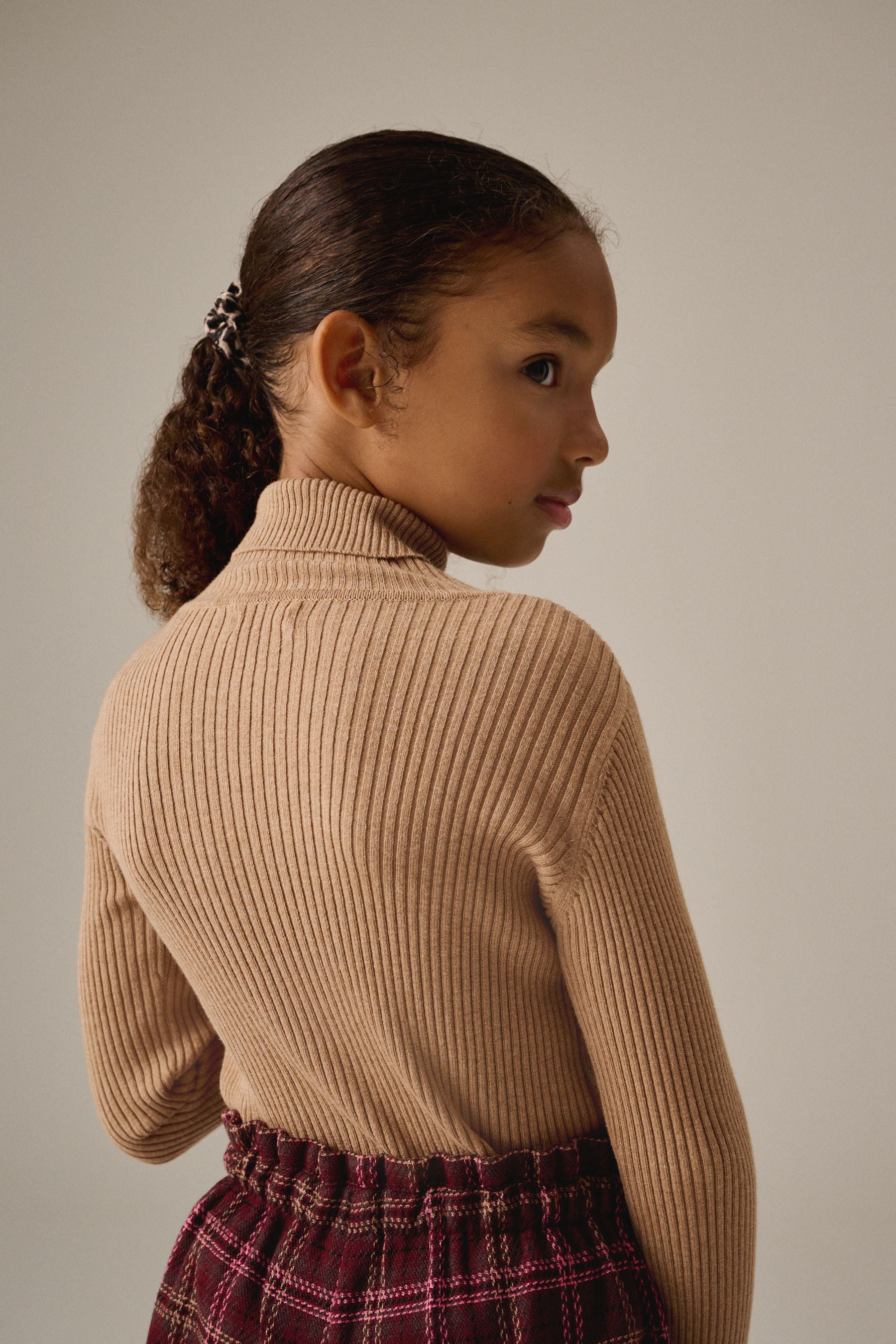 Tan Brown Roll Neck Jumper (3-16yrs)