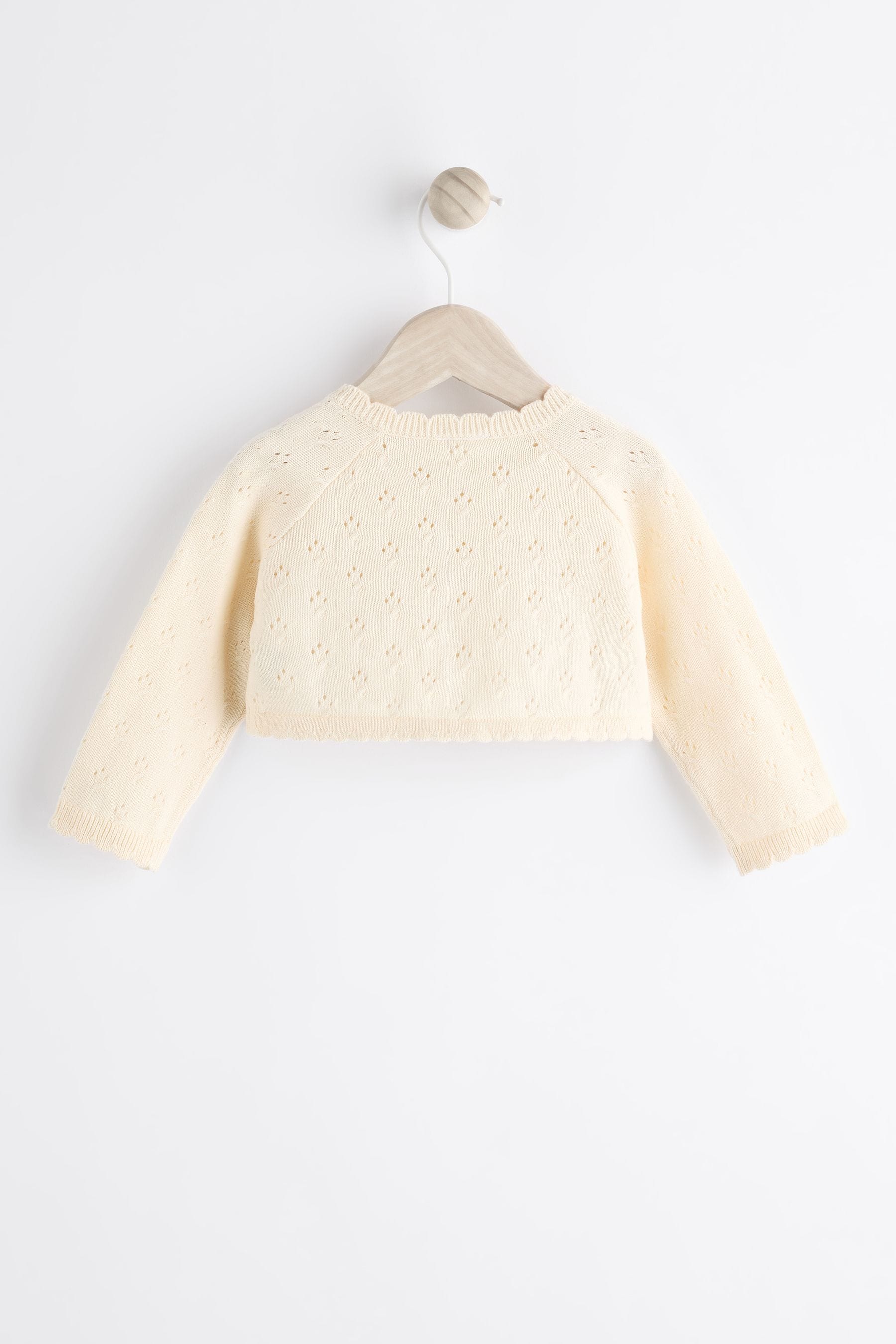 Cream Pointelle Baby Knitted Shrug Cardigan (0mths-2yrs)