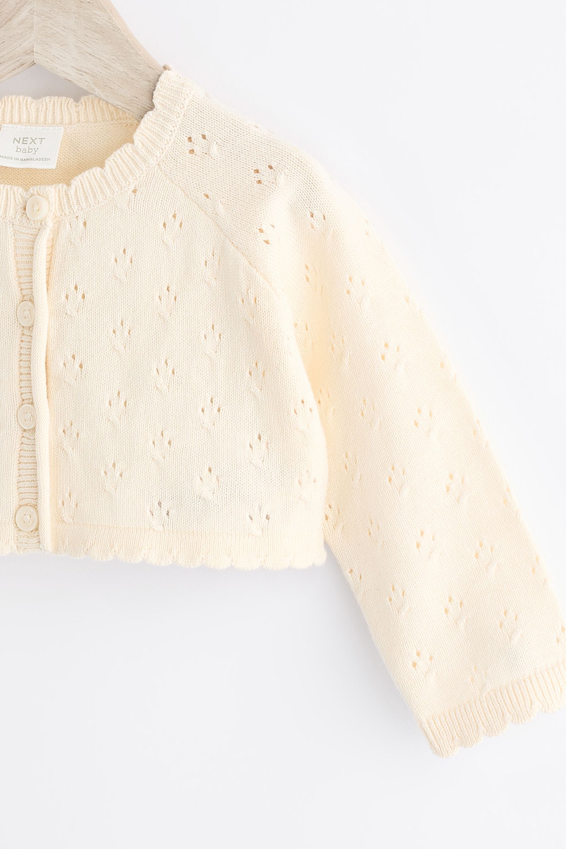 Cream Pointelle Baby Knitted Shrug Cardigan (0mths-2yrs)