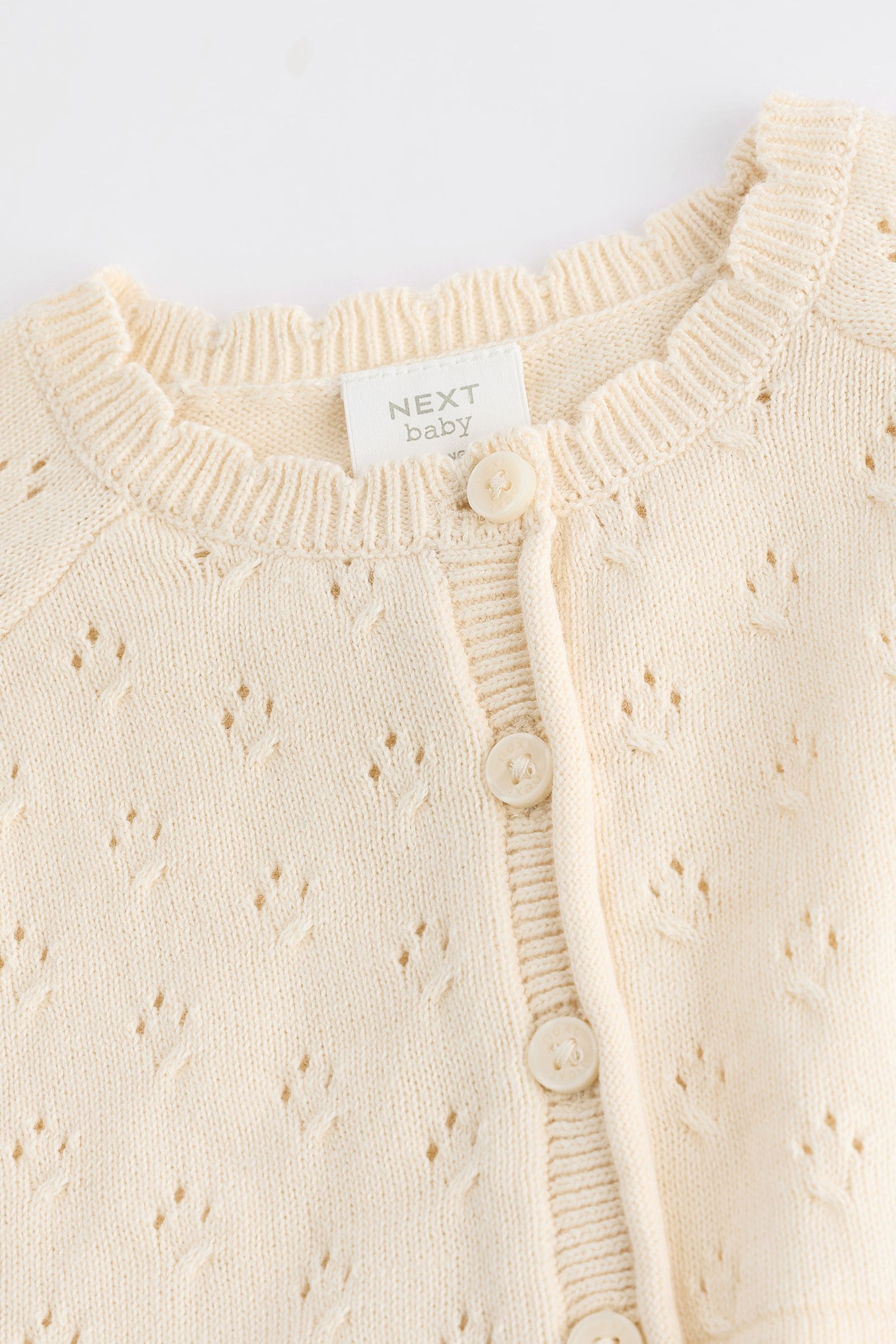 Cream Pointelle Baby Knitted Shrug Cardigan (0mths-2yrs)