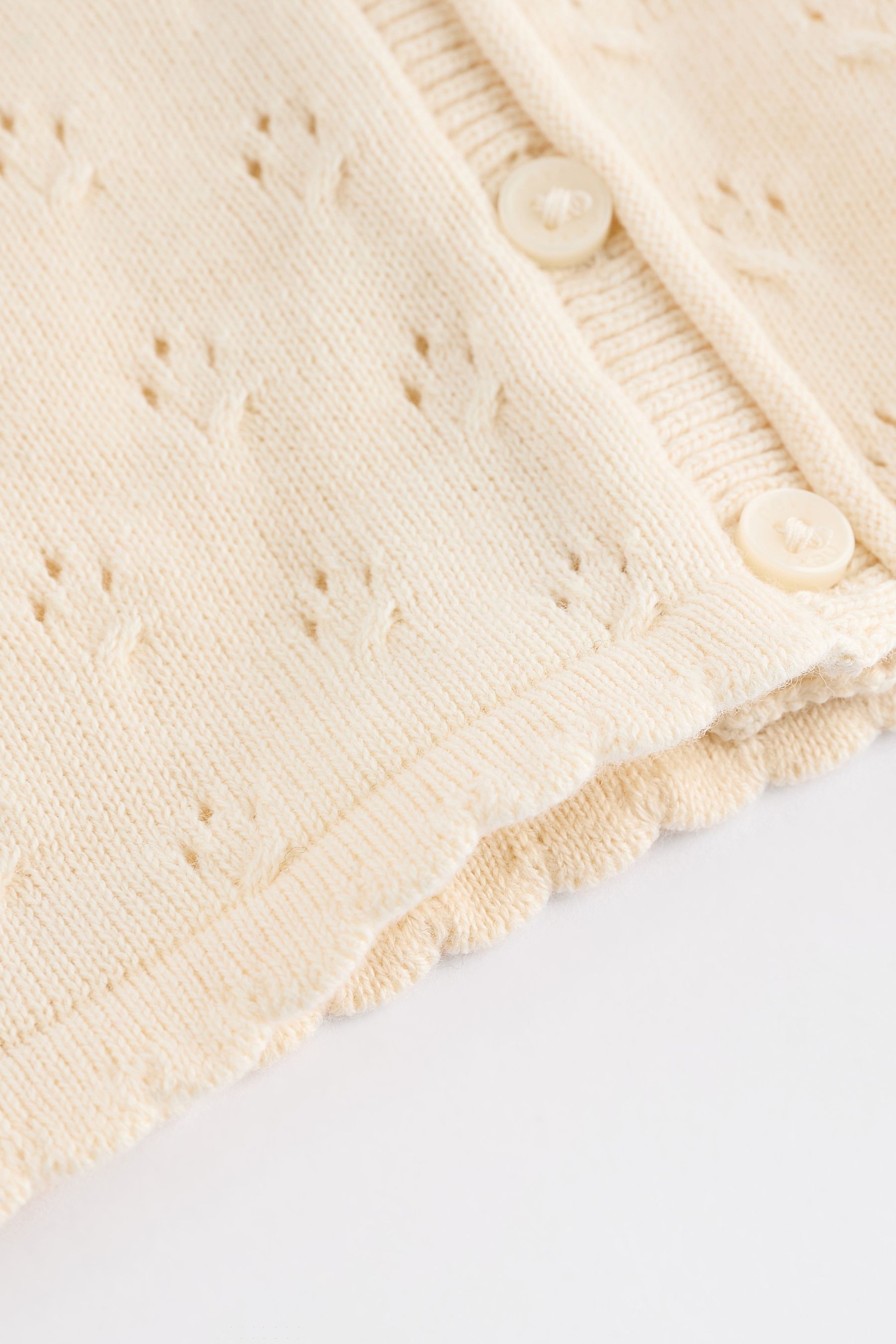 Cream Pointelle Baby Knitted Shrug Cardigan (0mths-2yrs)