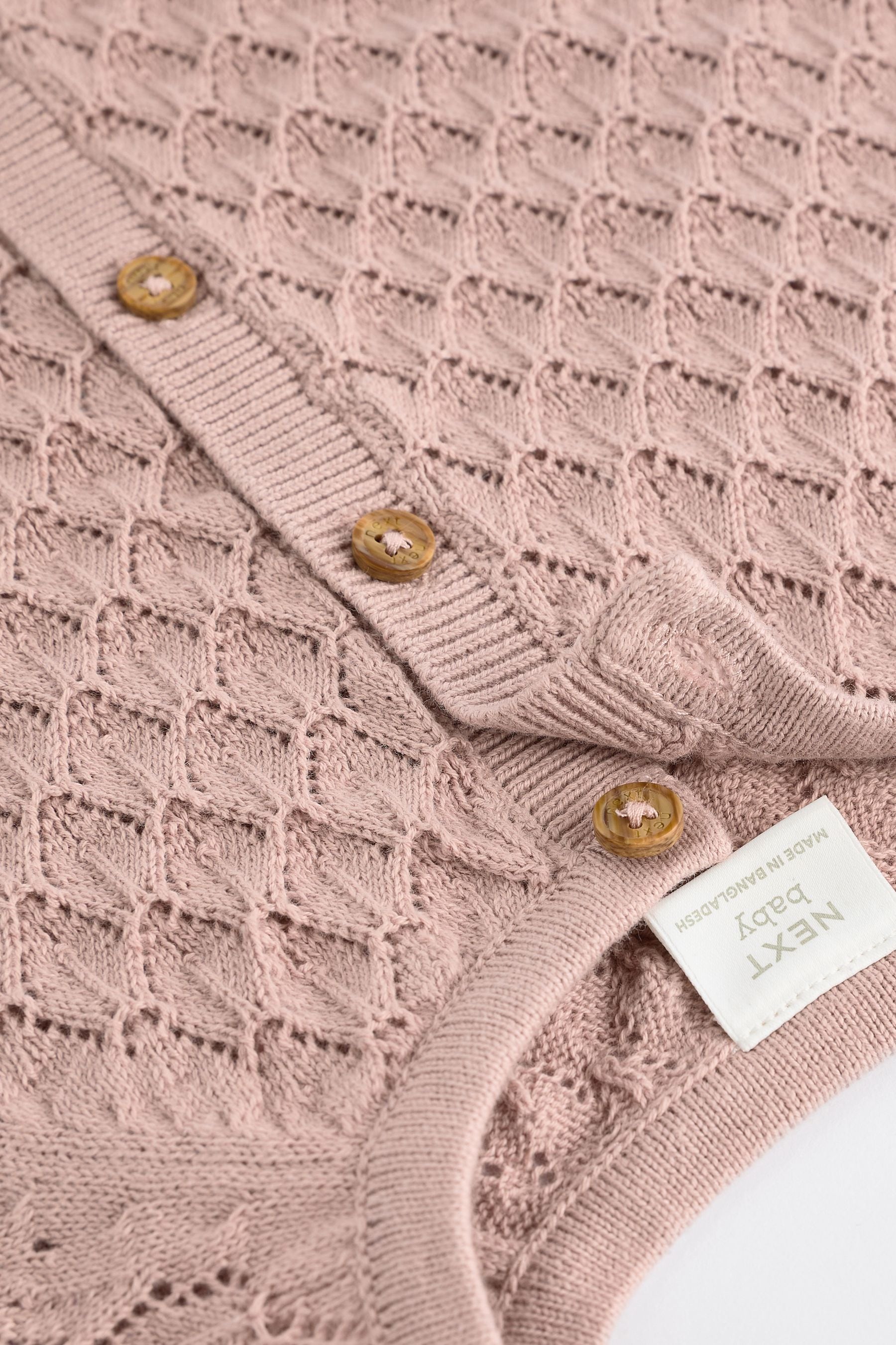 Pink Baby Pointelle Knitted Cardigan (0mths-2yrs)