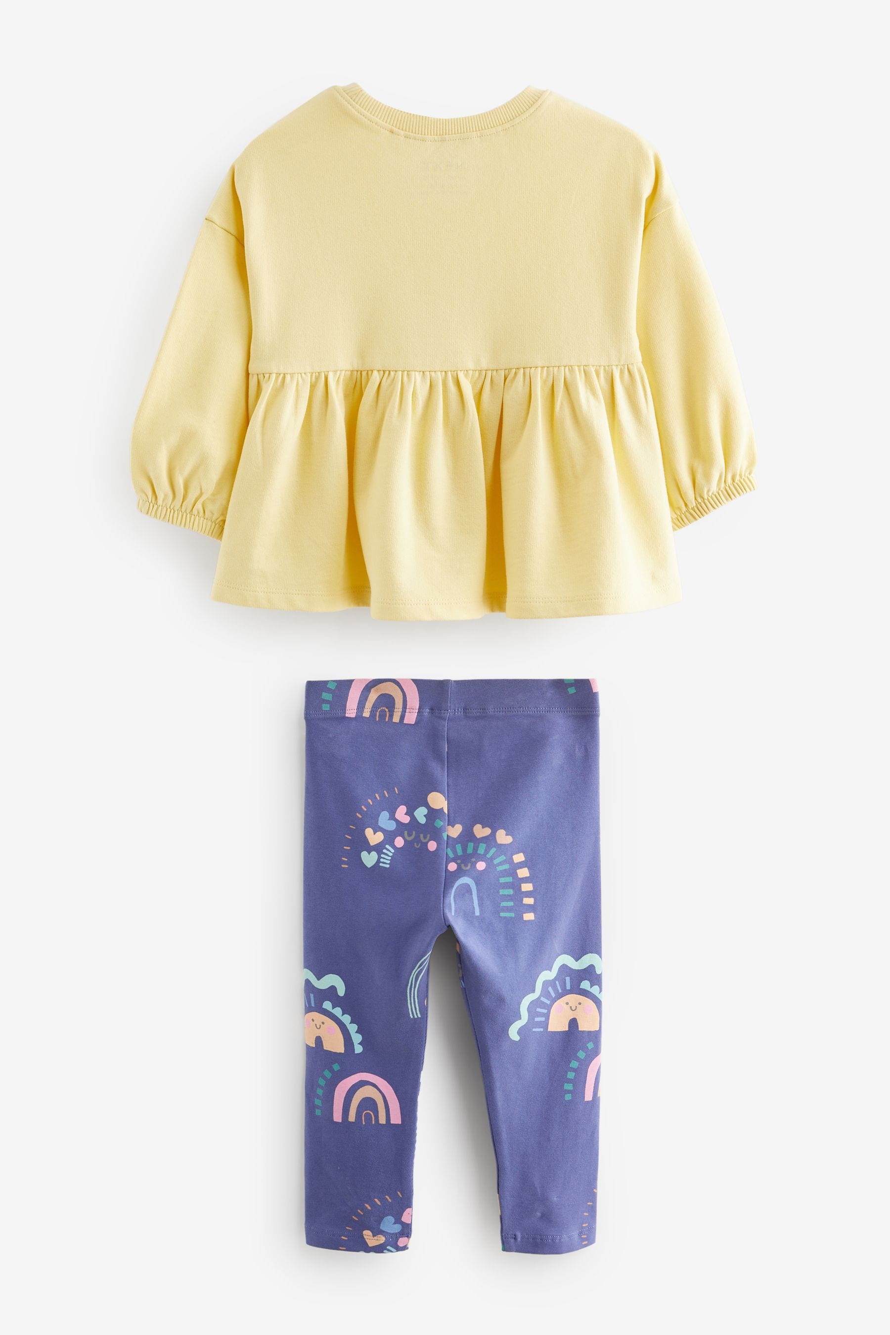 Yellow Rainbow Long Sleeve Peplum Top and Leggings Set (3mths-7yrs)