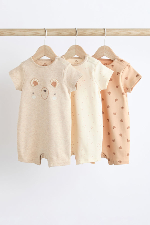 Neutral Bear Baby Rompers 3 Pack (0mths-3yrs)