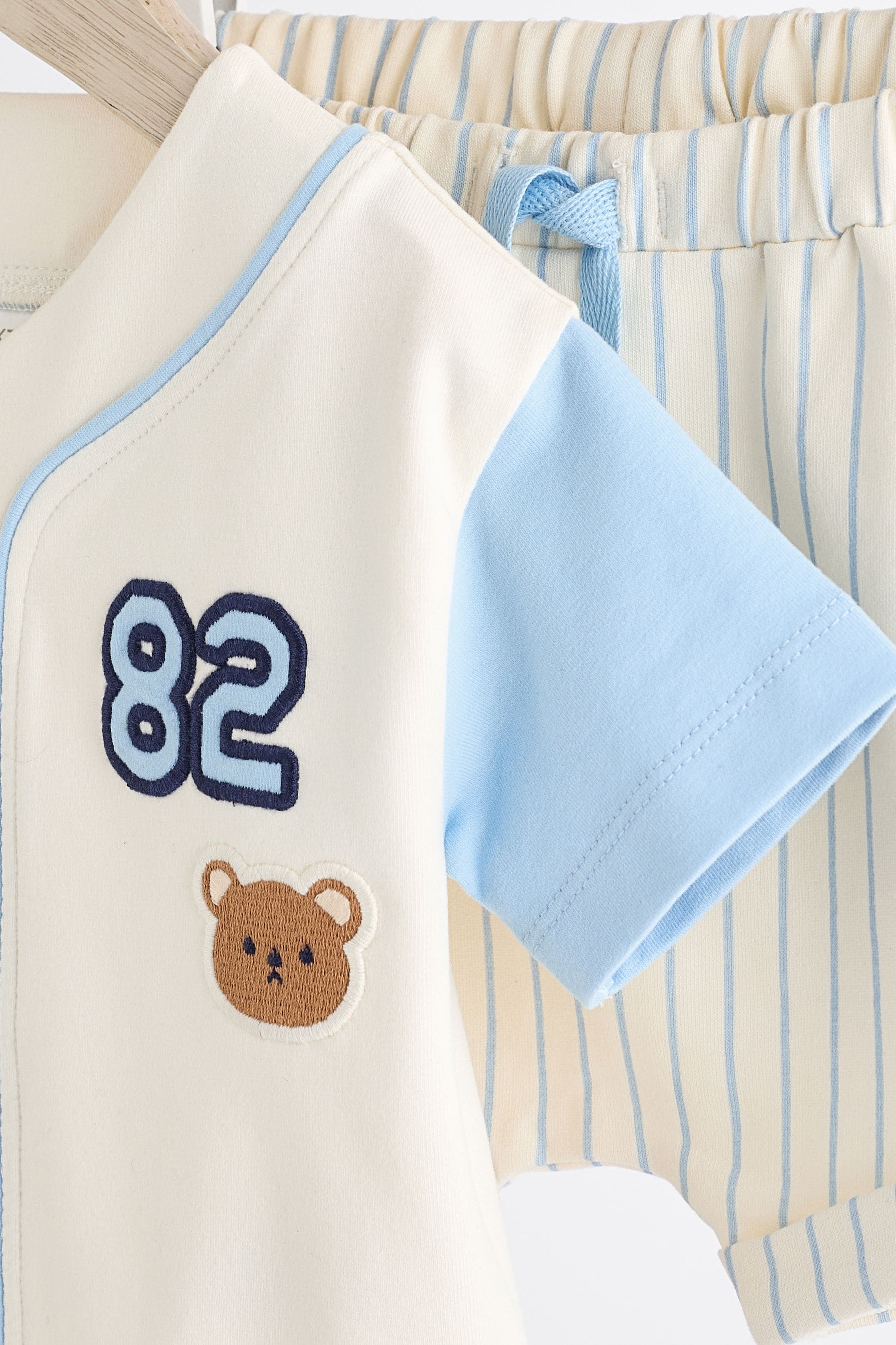 Blue Varsity Baby T-Shirt And Shorts 2 Piece Set