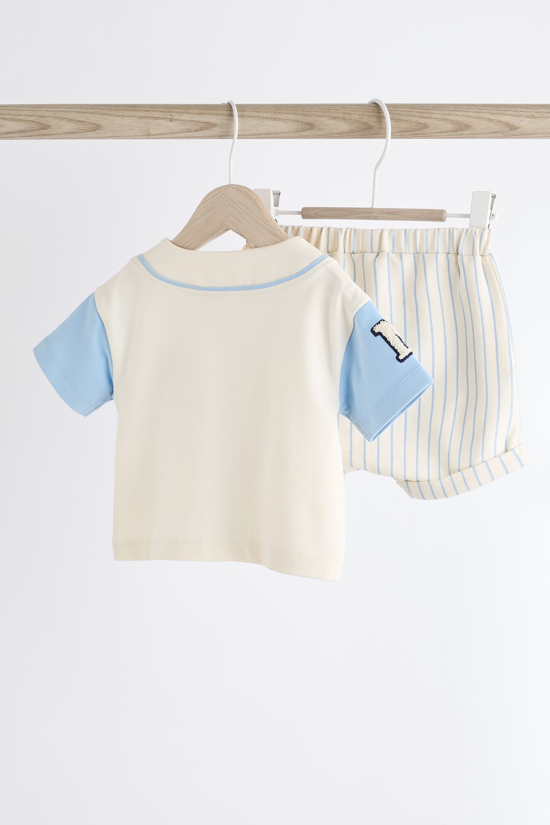 Blue Varsity Baby T-Shirt And Shorts 2 Piece Set