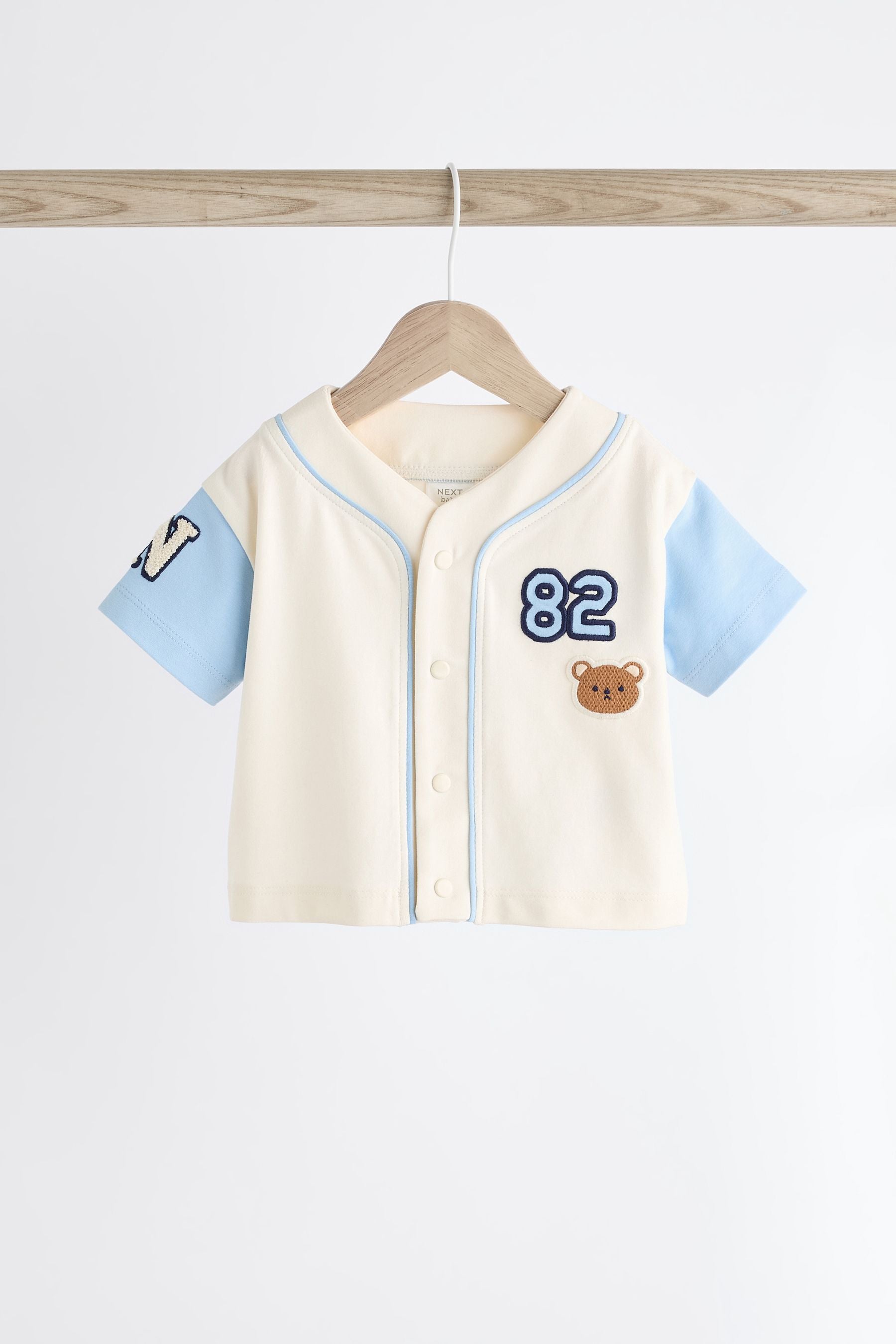 Blue Varsity Baby T-Shirt And Shorts 2 Piece Set