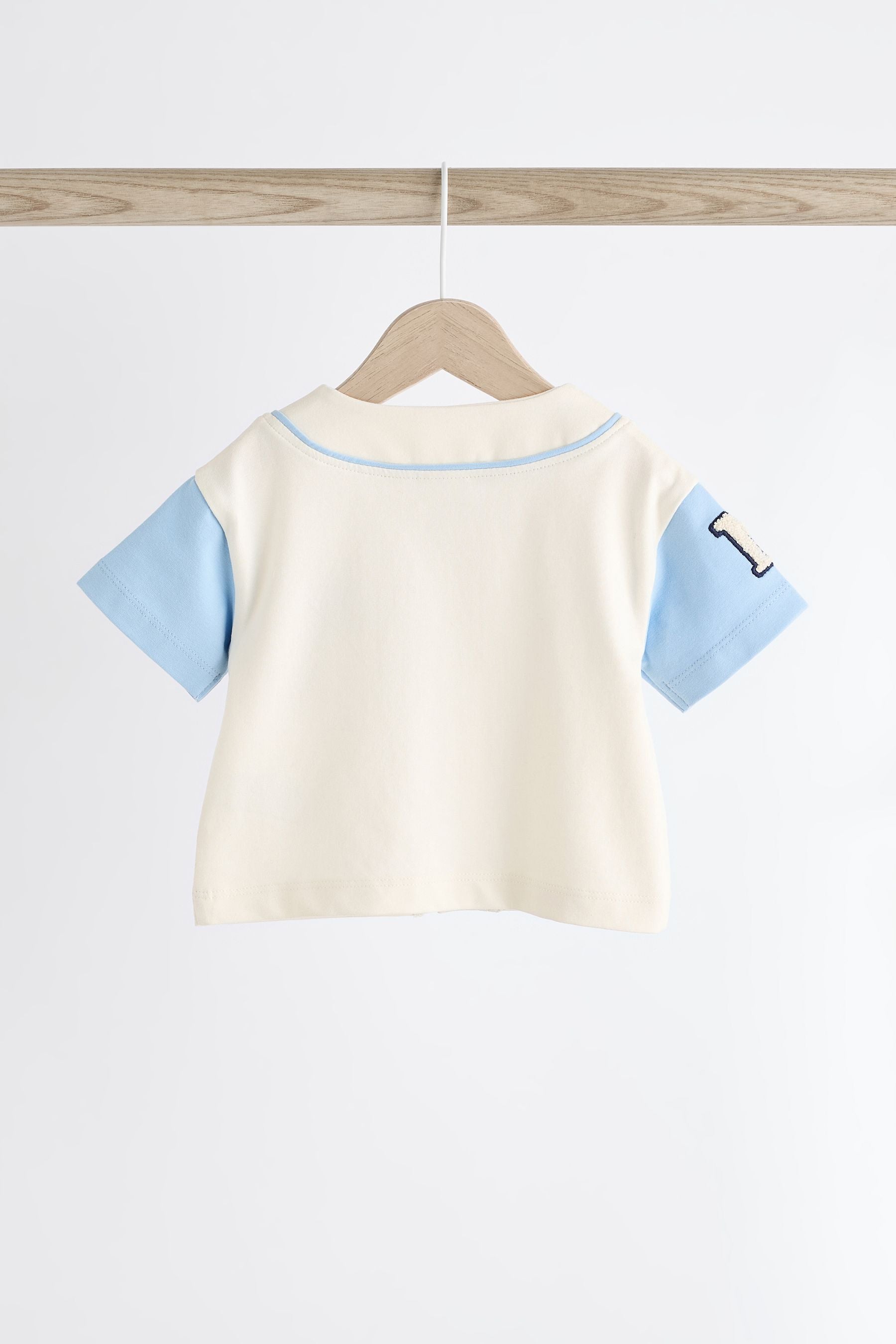 Blue Varsity Baby T-Shirt And Shorts 2 Piece Set