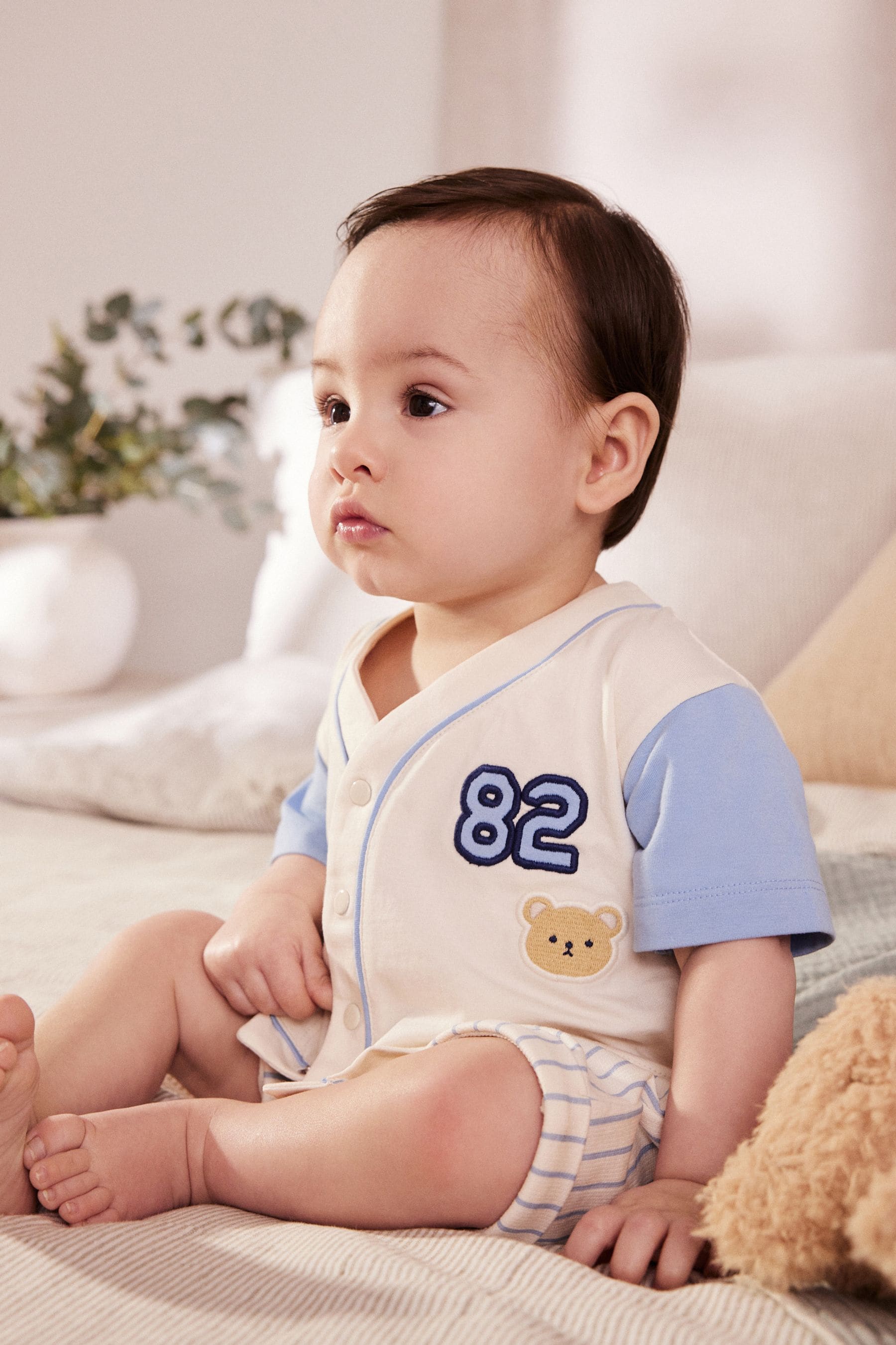 Blue Varsity Baby T-Shirt And Shorts 2 Piece Set