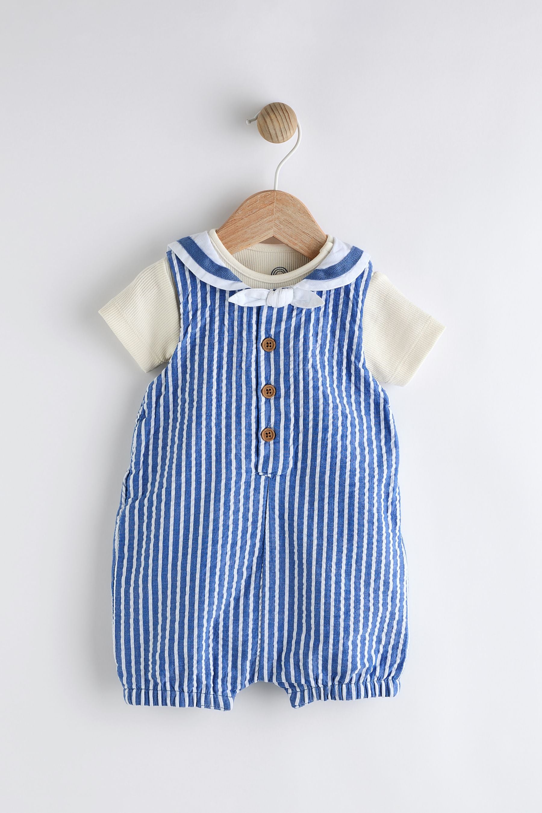 Blue Sailor Woven Baby Romper (0mths-2yrs)