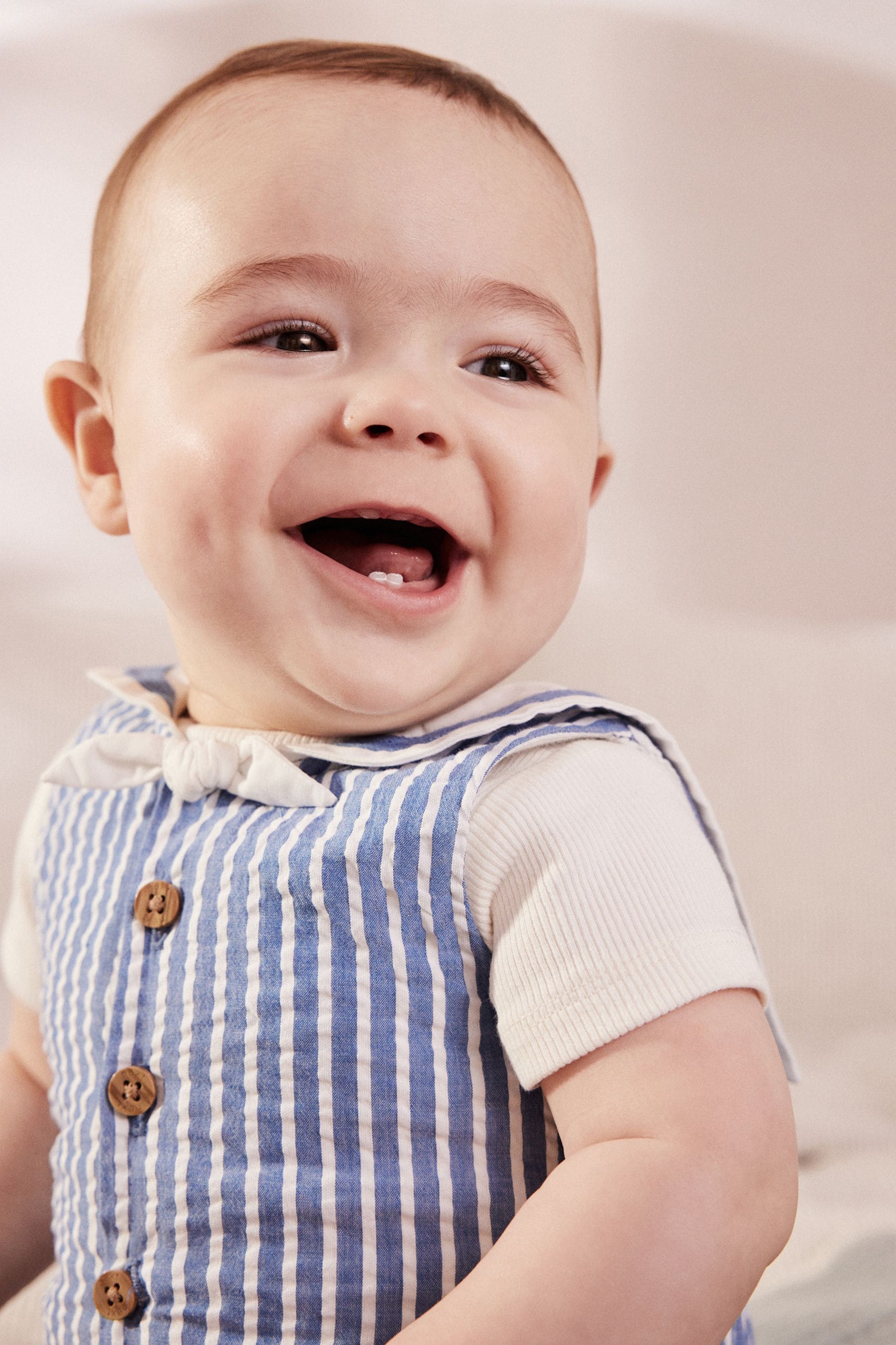 Blue Sailor Woven Baby Romper (0mths-2yrs)