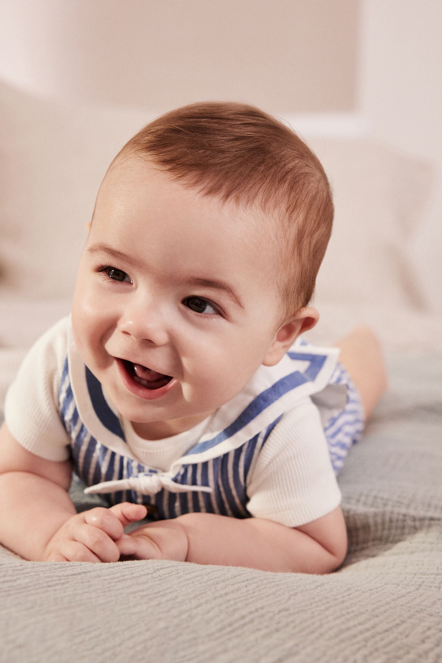 Blue Sailor Woven Baby Romper (0mths-2yrs)