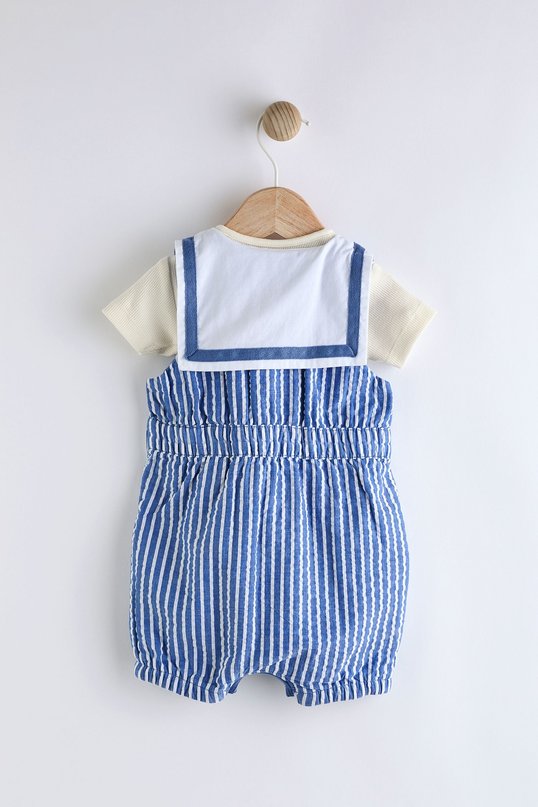 Blue Sailor Woven Baby Romper (0mths-2yrs)