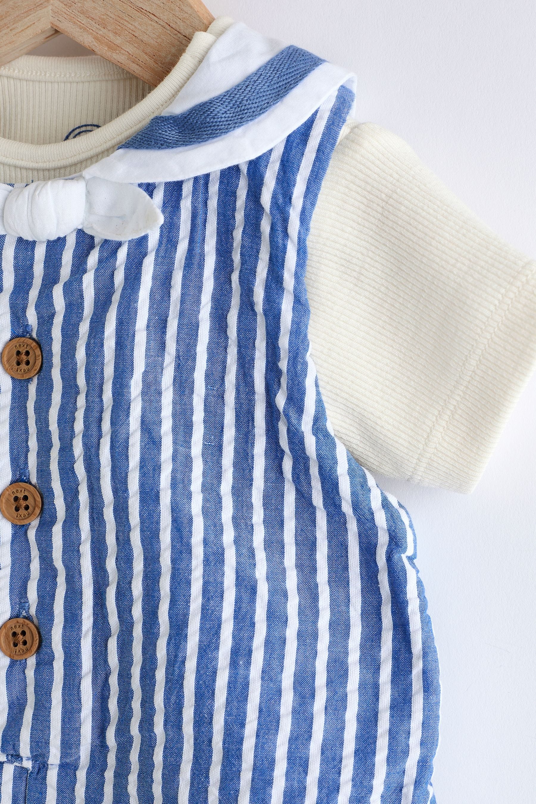 Blue Sailor Woven Baby Romper (0mths-2yrs)