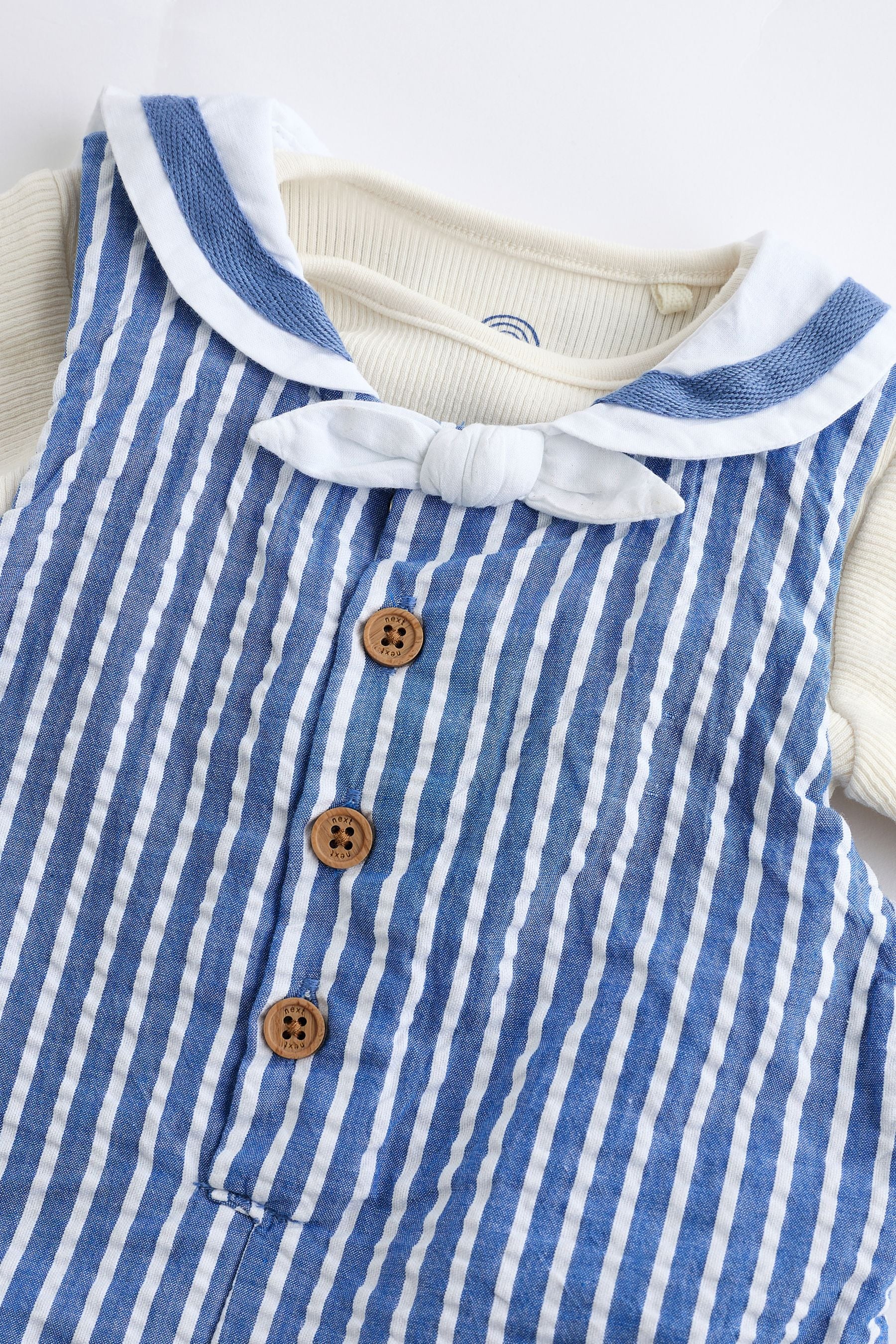 Blue Sailor Woven Baby Romper (0mths-2yrs)