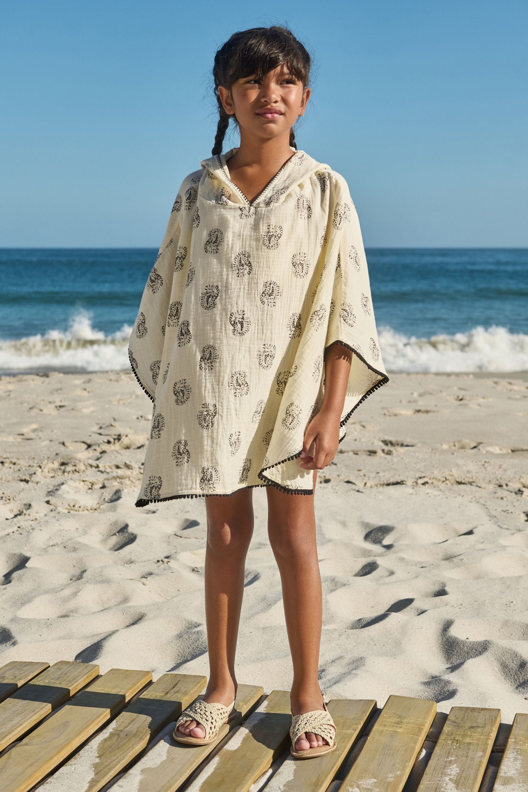 White/Black Woodblock Kaftan