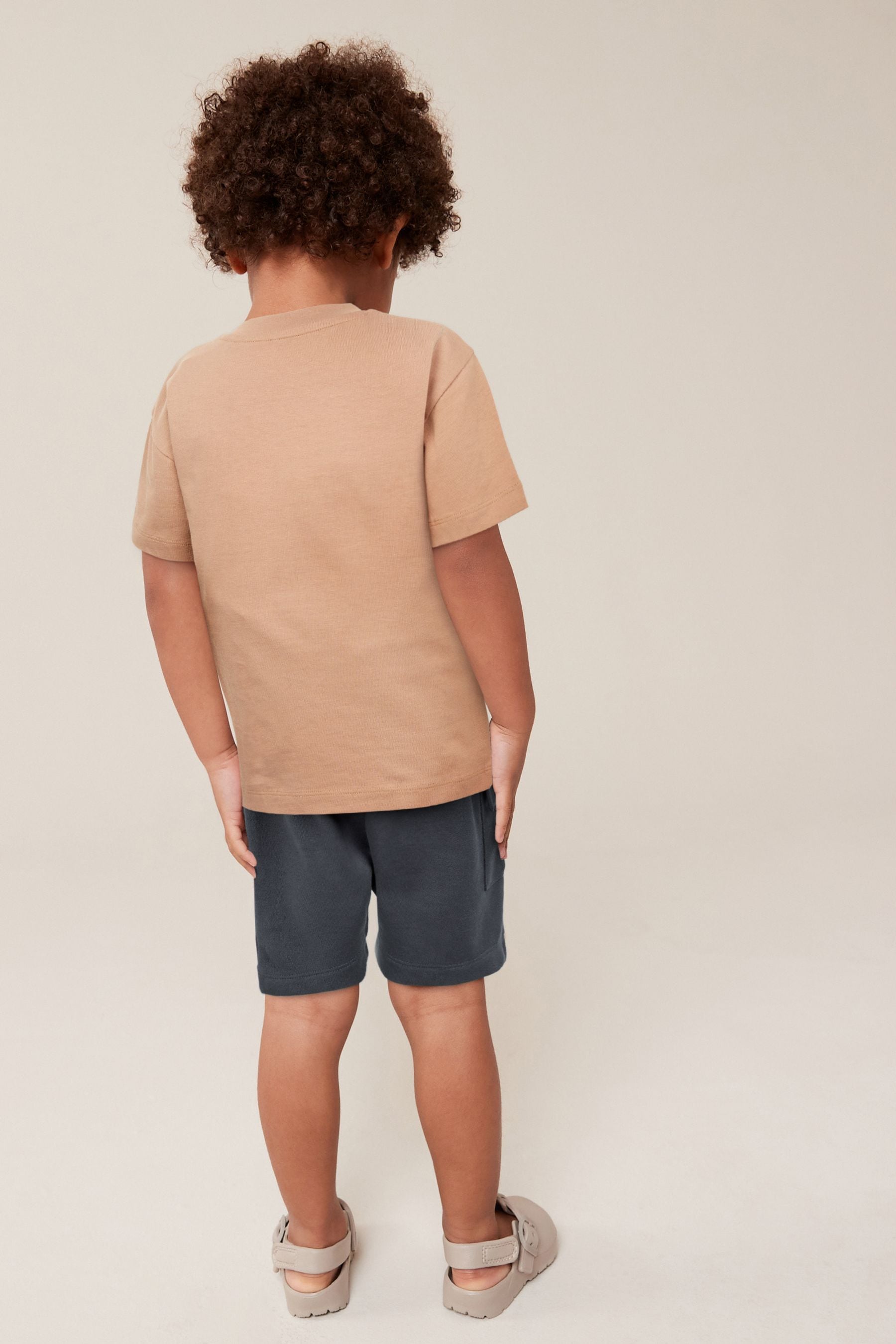 Tan Brown 100% Cotton T-Shirt and Shorts Set (3mths-7yrs)