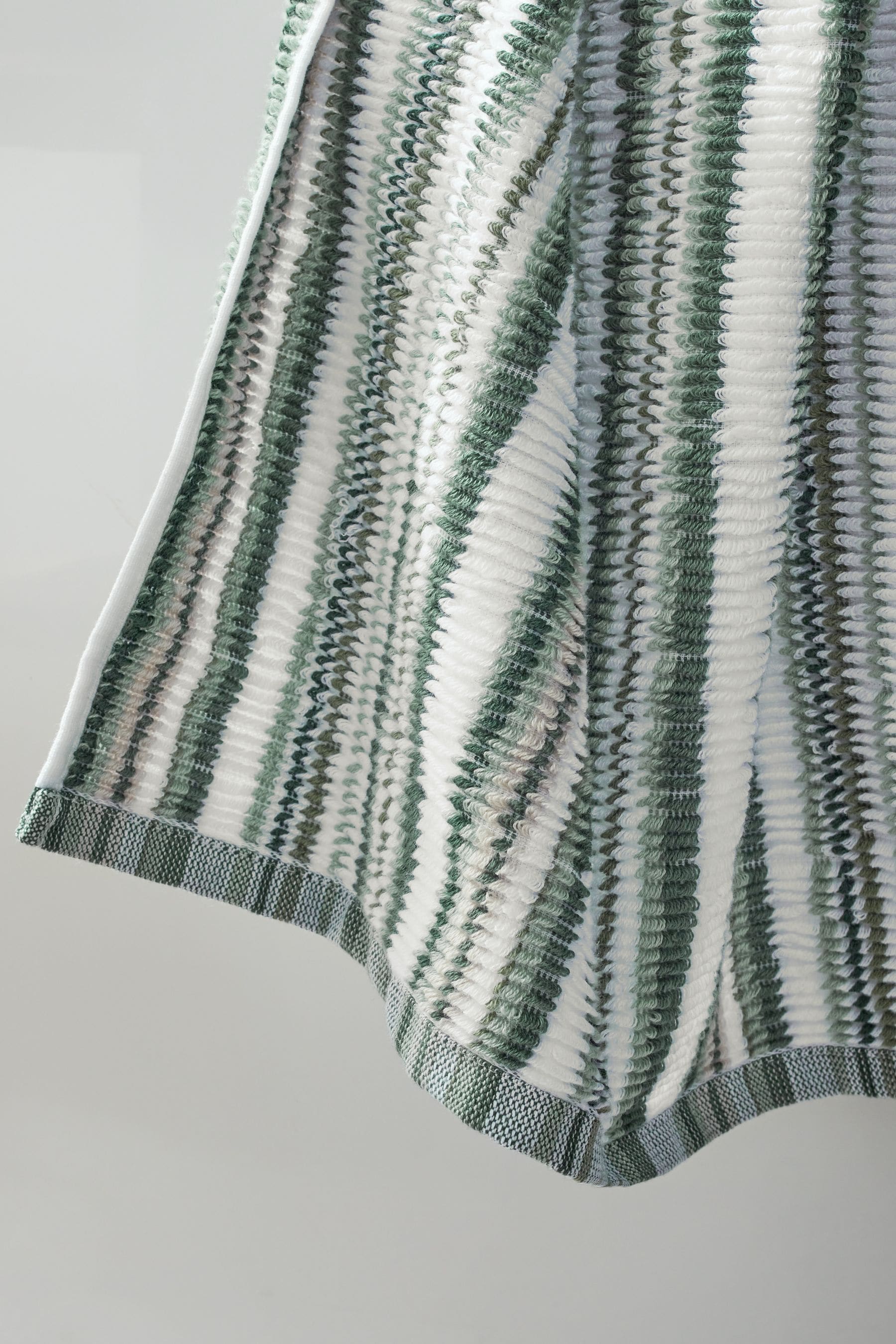 Green Sage Stripe Sage Wave 100% Cotton Towels