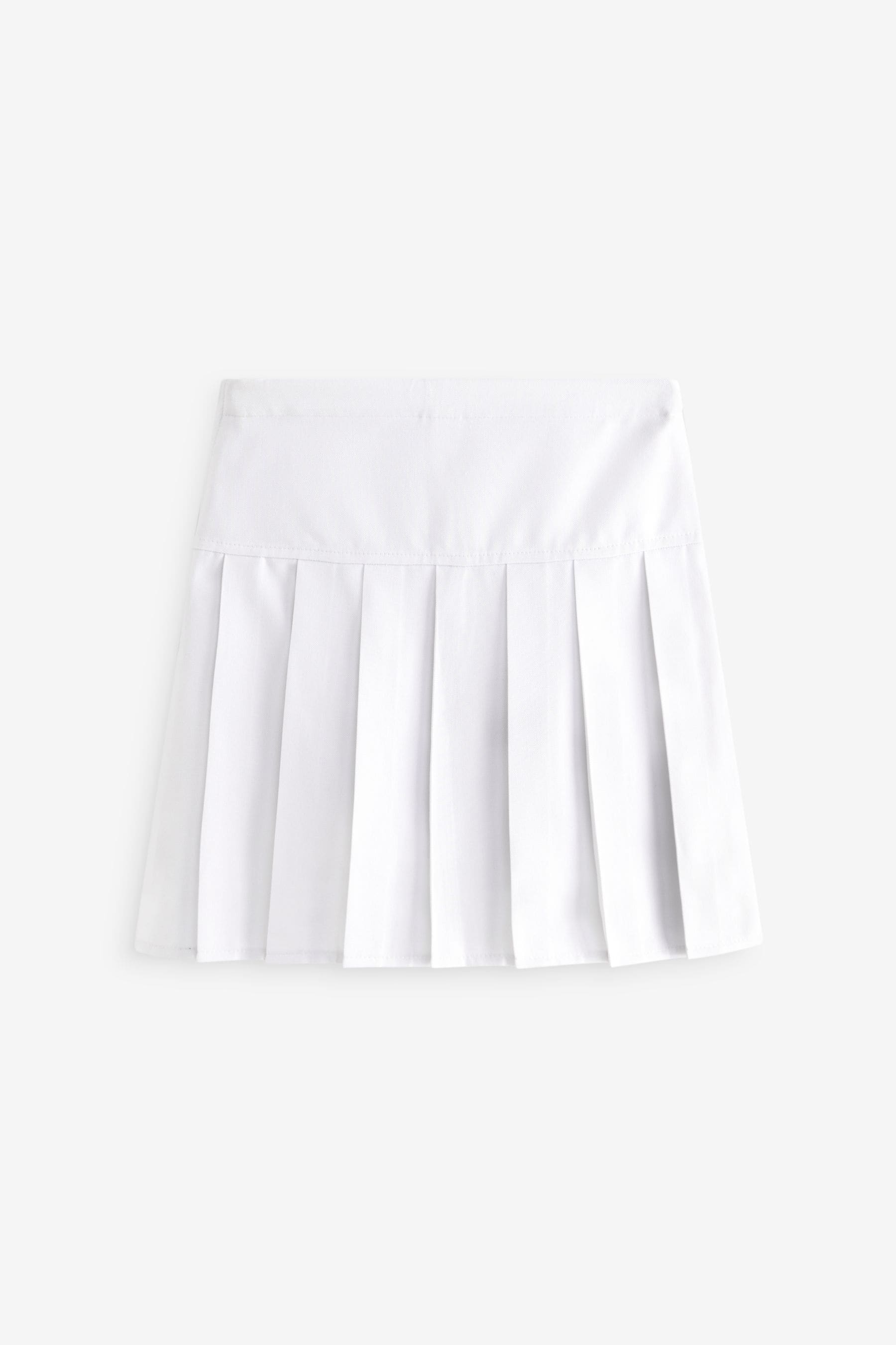 White Longer Length Regular Waist Pleated School Skirts 2 Pack (3-16yrs)