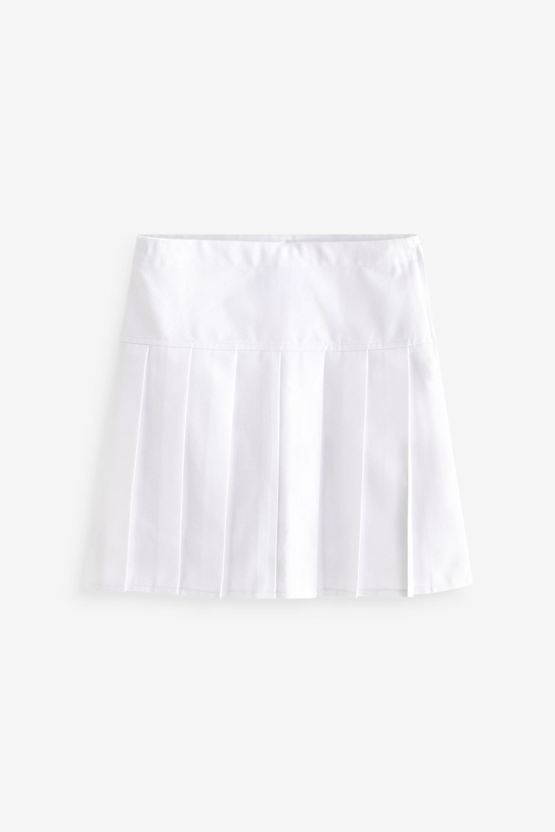 White Longer Length Regular Waist Pleated School Skirts 2 Pack (3-16yrs)