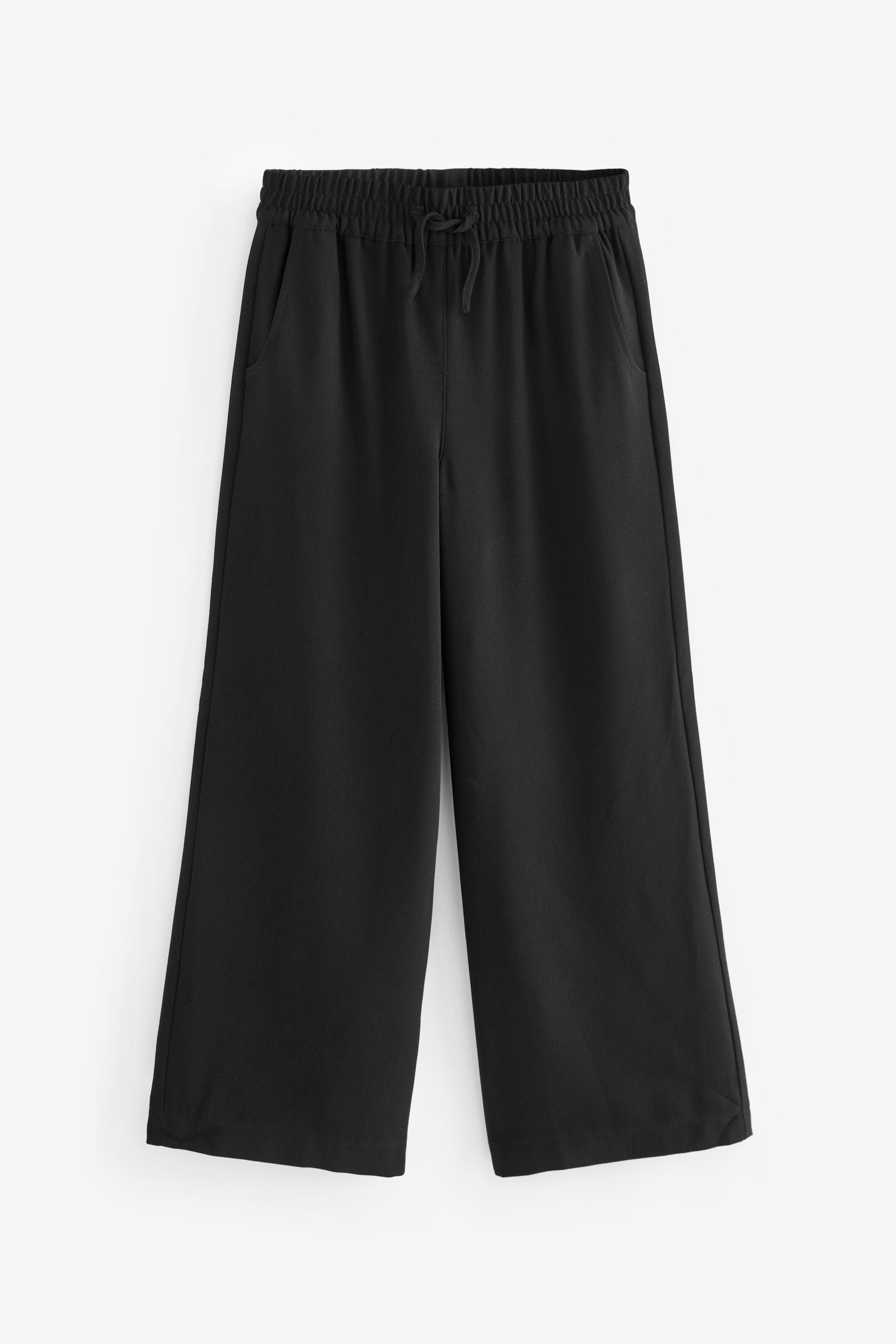 Black Crepe Pull-On Wide Leg Trousers (9-18yrs)