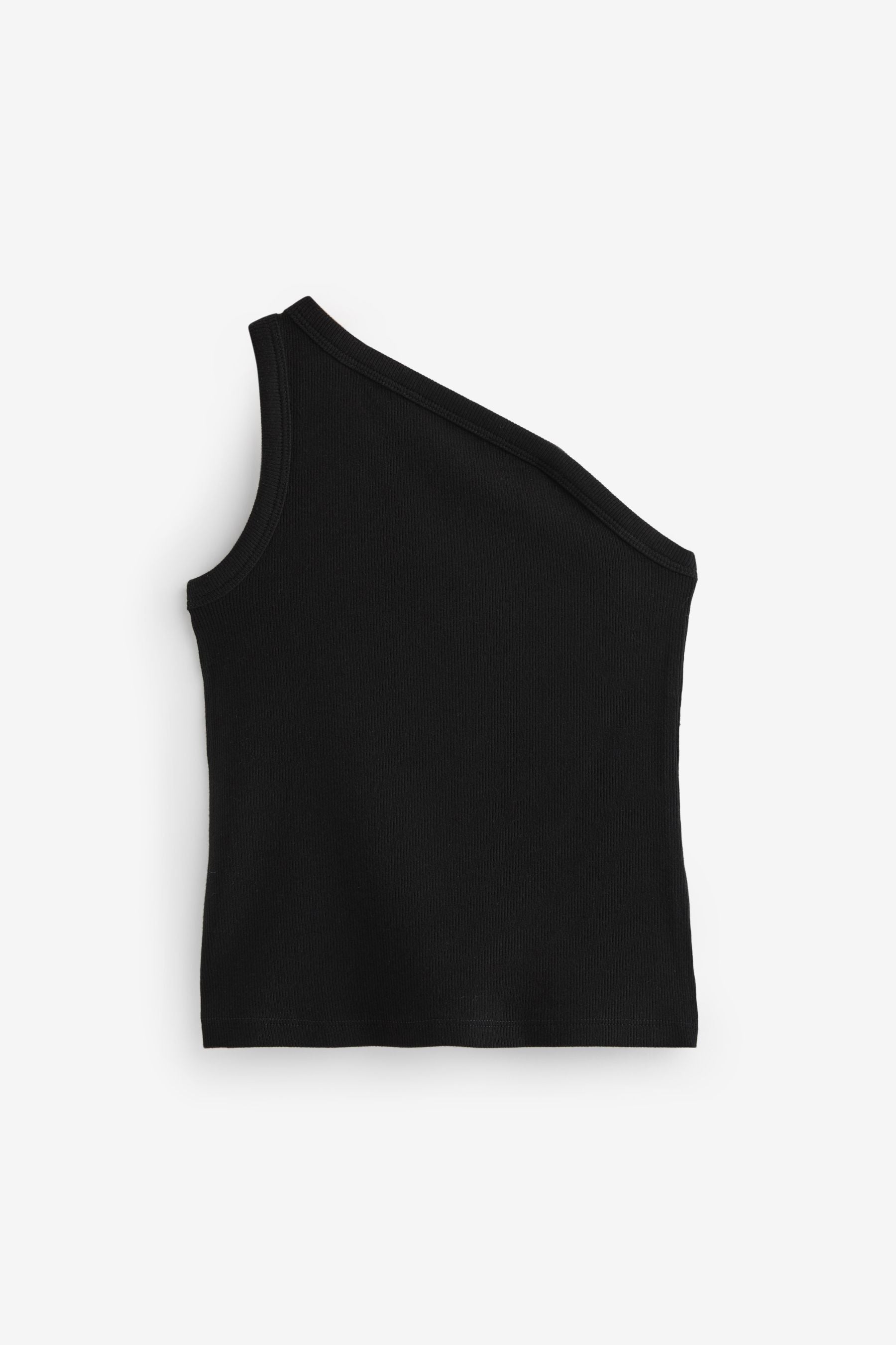 Black One Shoulder Rib Vest (3-16yrs)