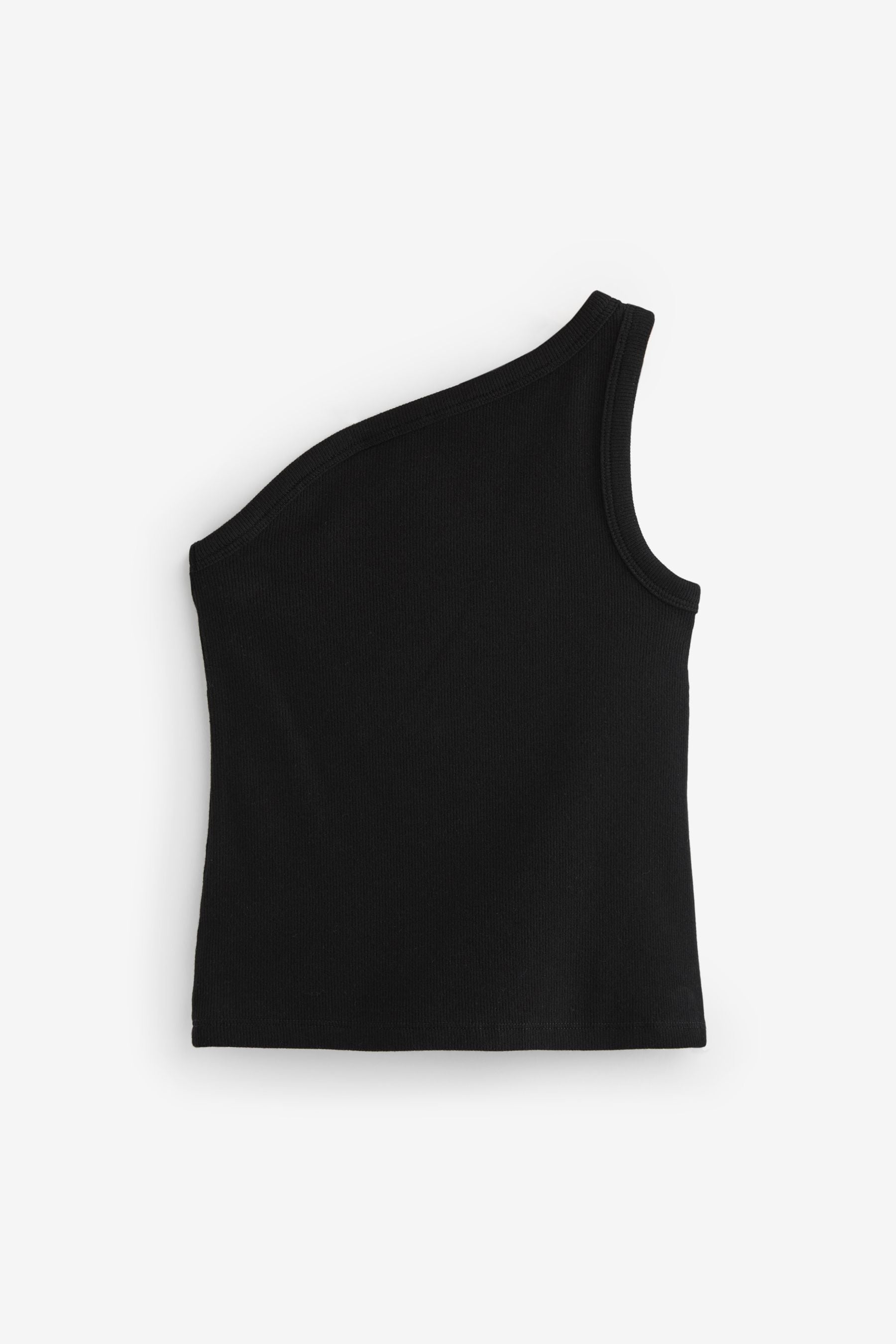 Black One Shoulder Rib Vest (3-16yrs)