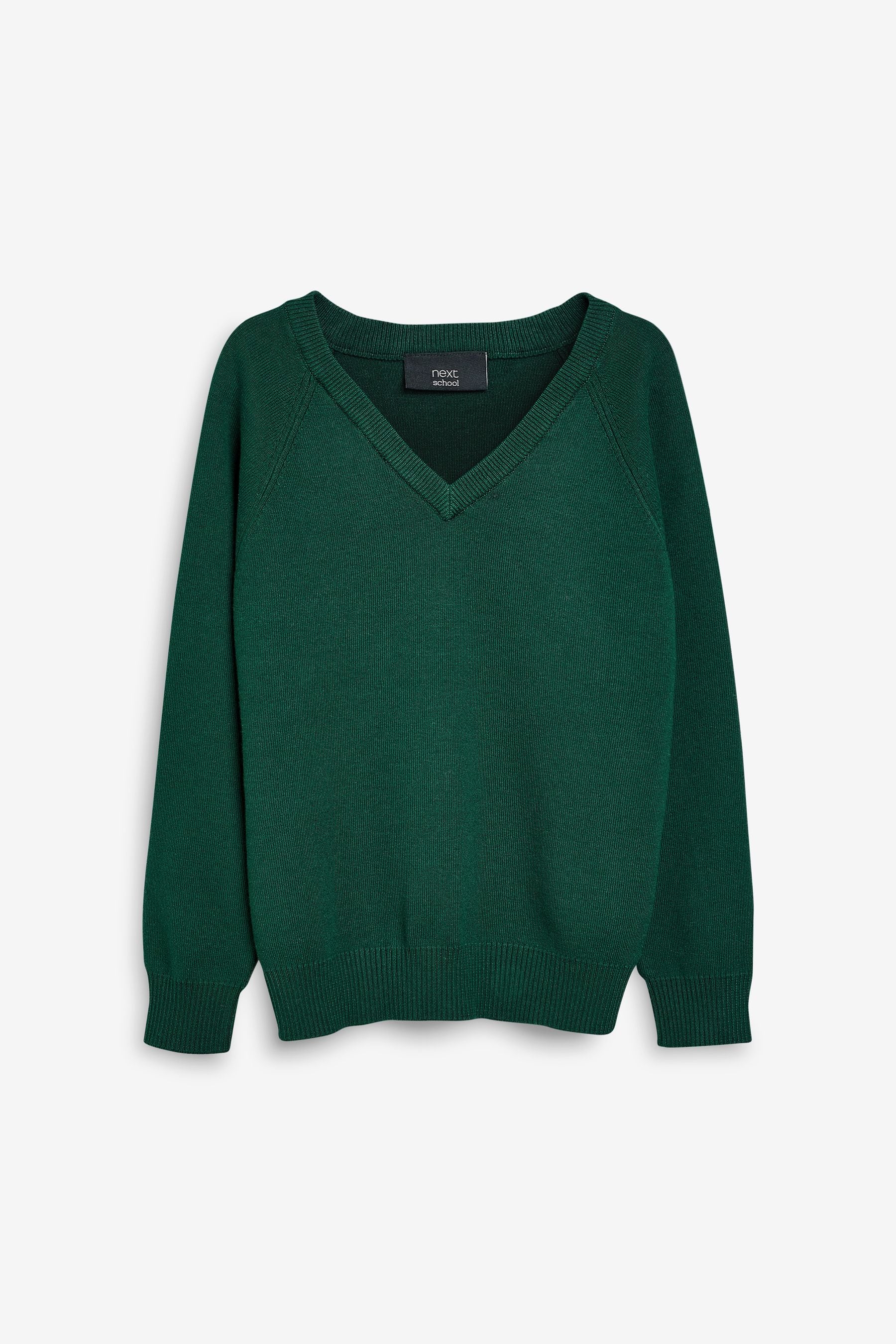 Green Knitted V-Neck School Jumper (3-16yrs)