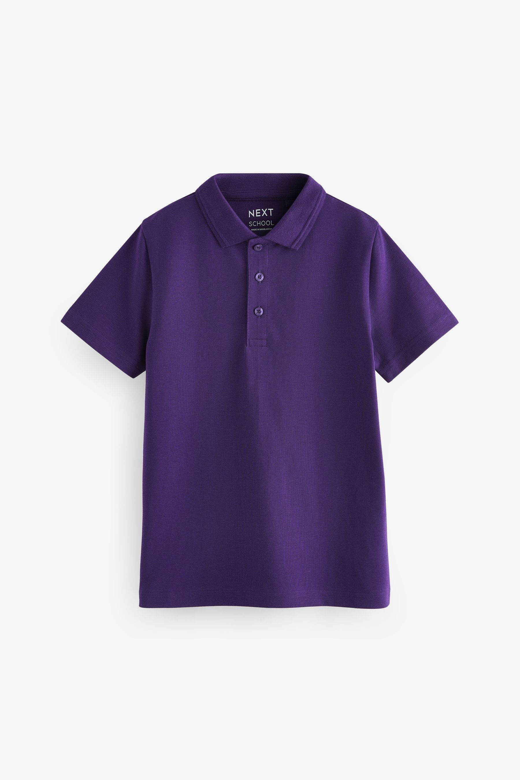 Purple 2 Pack Cotton School Short Sleeve 100% Cotton Polo Shirts (3-16yrs)