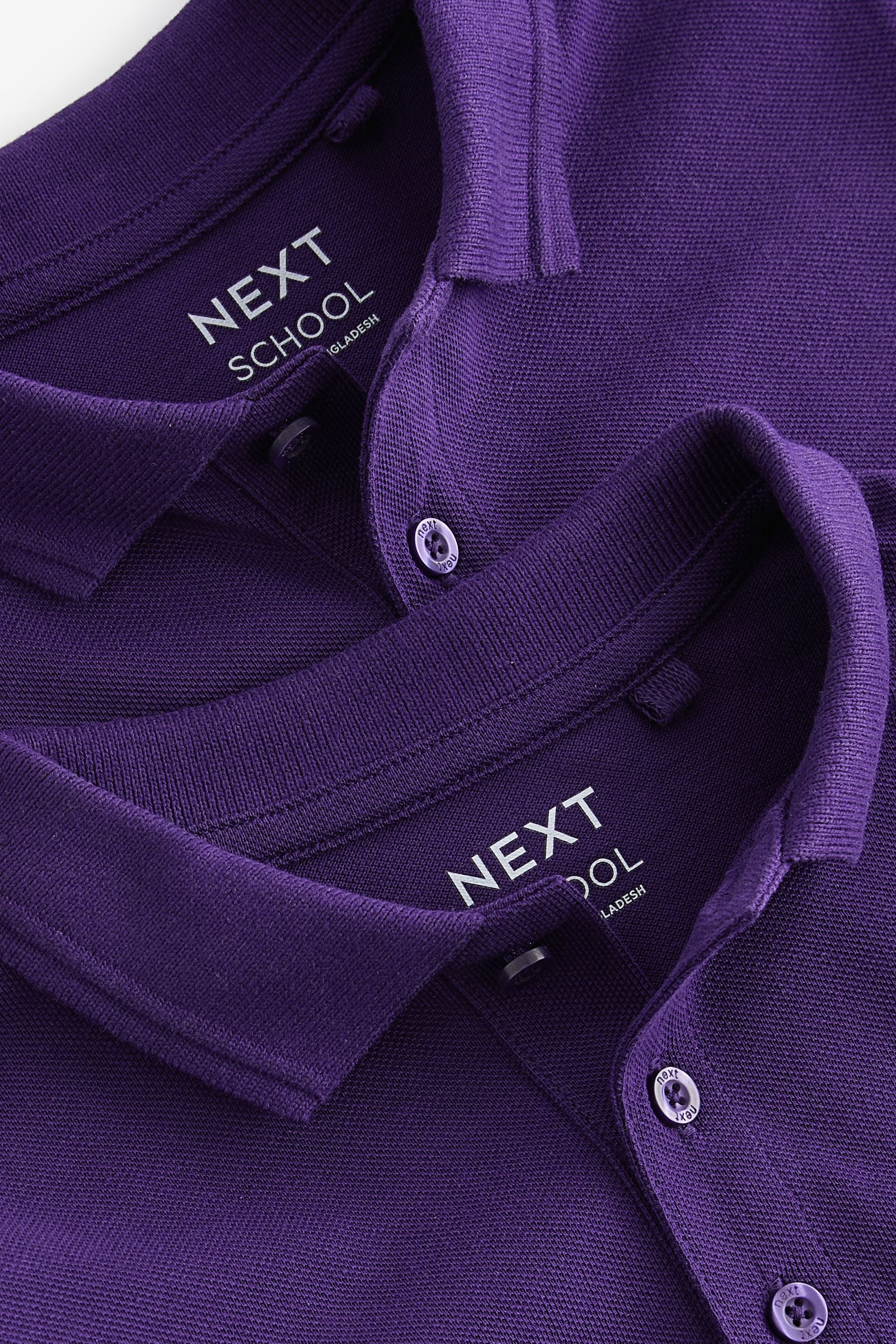 Purple 2 Pack Cotton School Short Sleeve 100% Cotton Polo Shirts (3-16yrs)