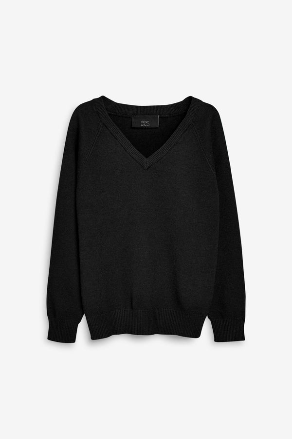 Black Knitted V-Neck School Jumper (3-16yrs)