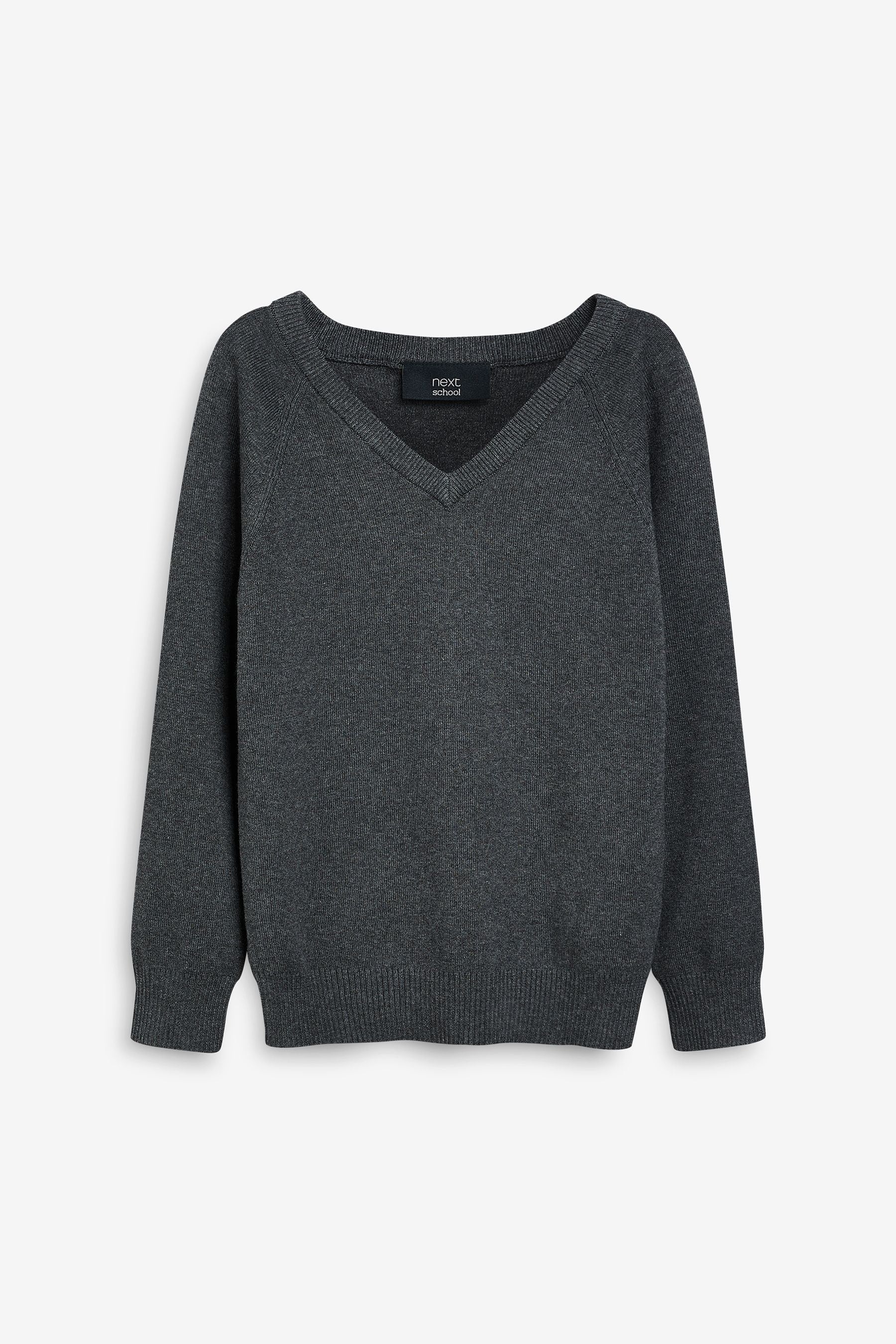 Grey Knitted V-Neck School Jumper (3-16yrs)