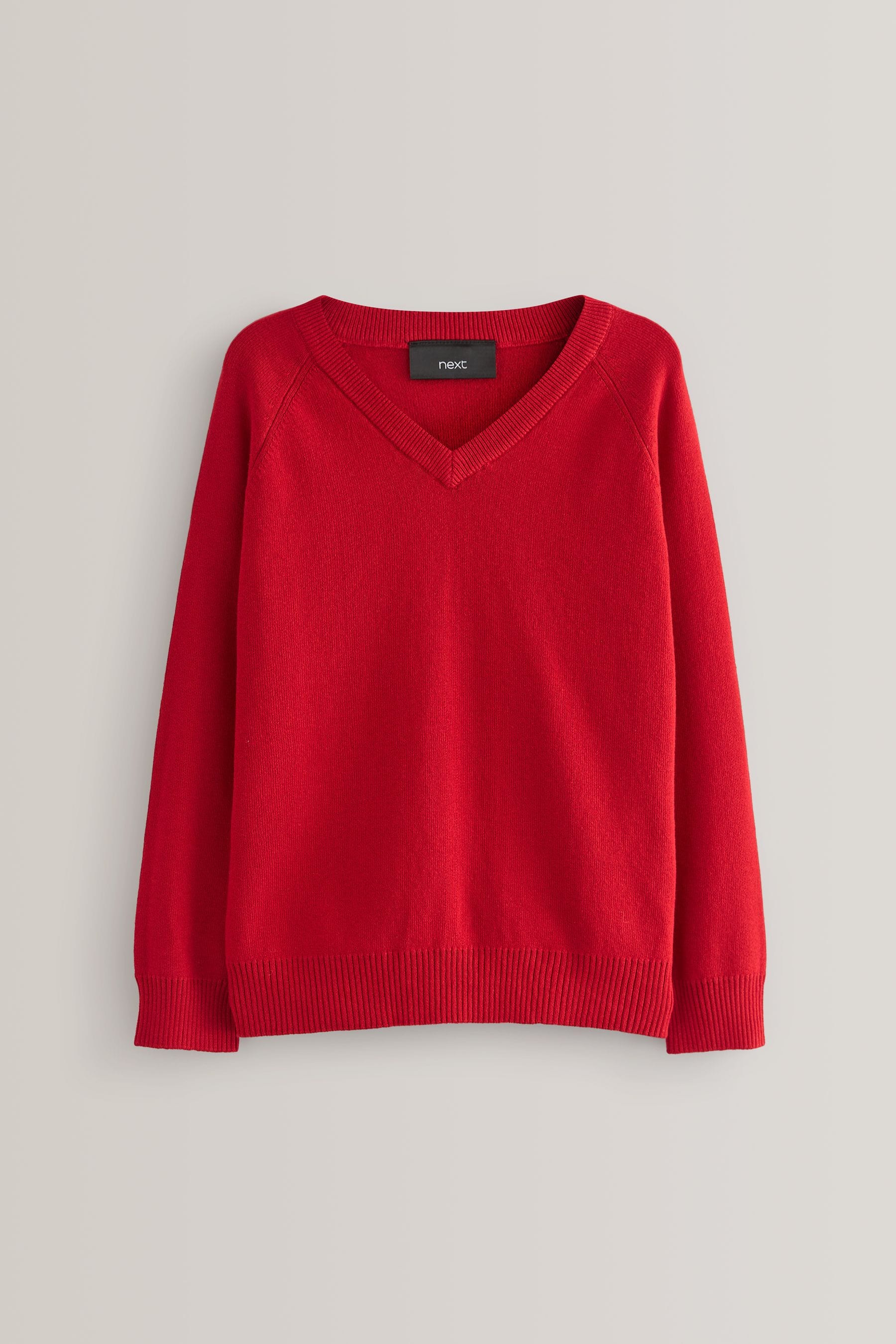 Red Knitted V-Neck School Jumper (3-16yrs)