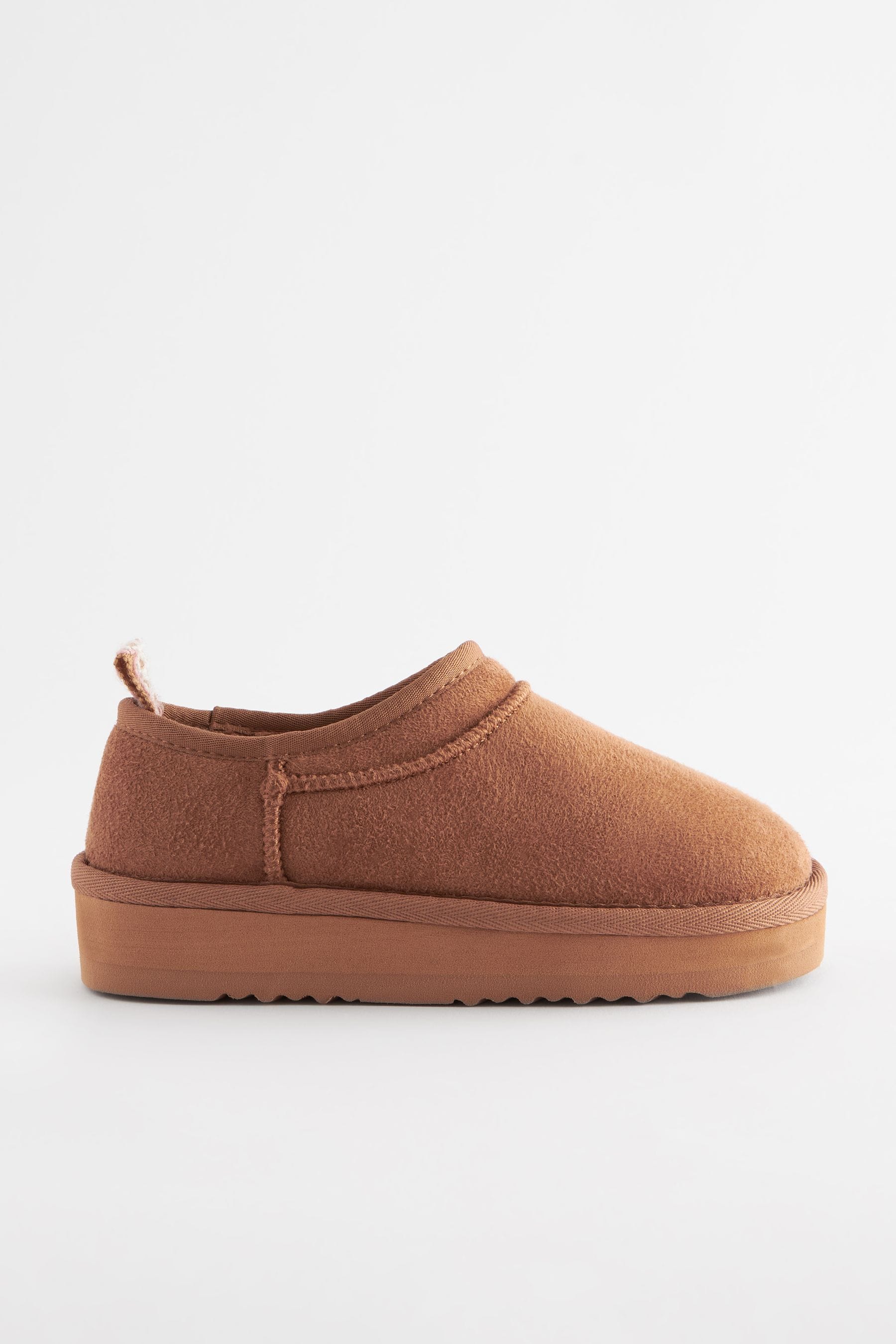 Tan Brown Flatform Shoot Fleece Lined Slippers