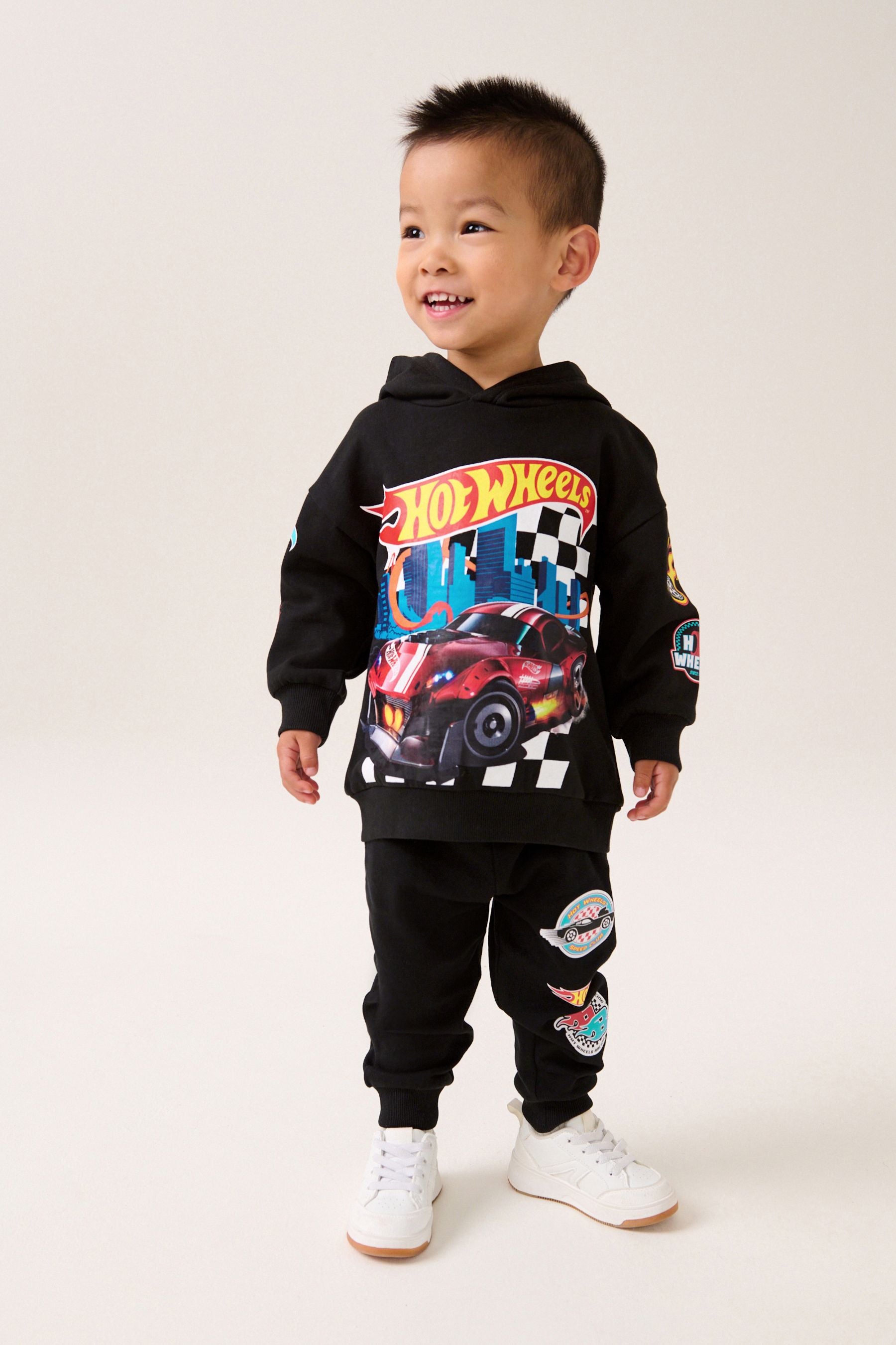 Black Hot Wheets Jersey Hoodie and Joggers Set (9mths-8yrs)