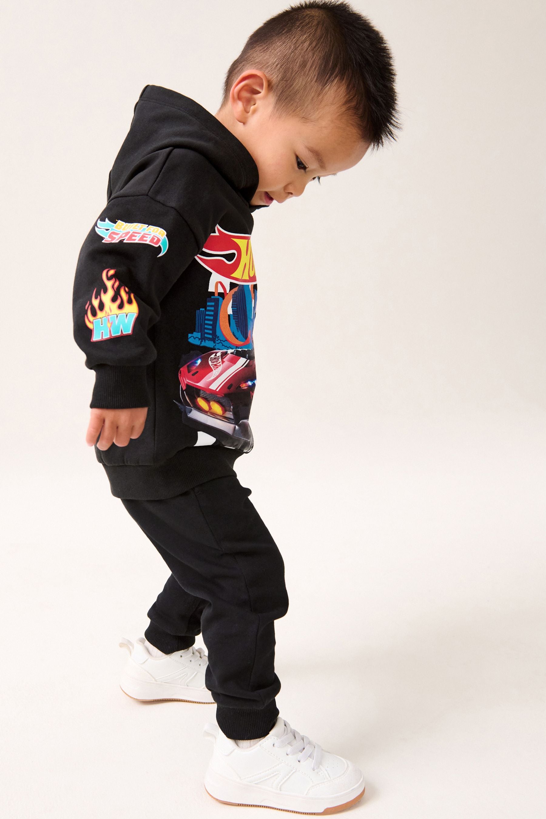 Black Hot Wheets Jersey Hoodie and Joggers Set (9mths-8yrs)