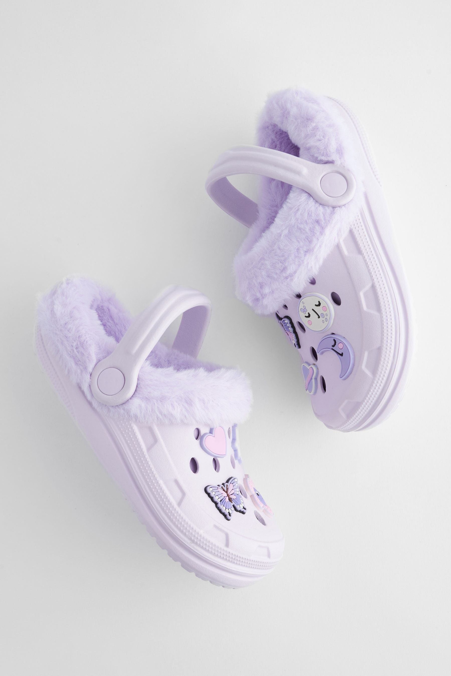 Purple Butterfly Faux Fur Lined Clog Slippers