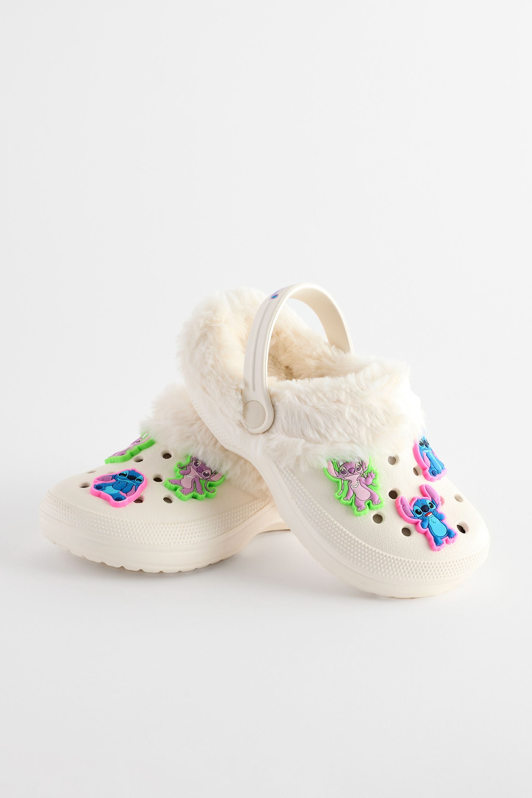 White Faux Fur Lined Clogs Slippers