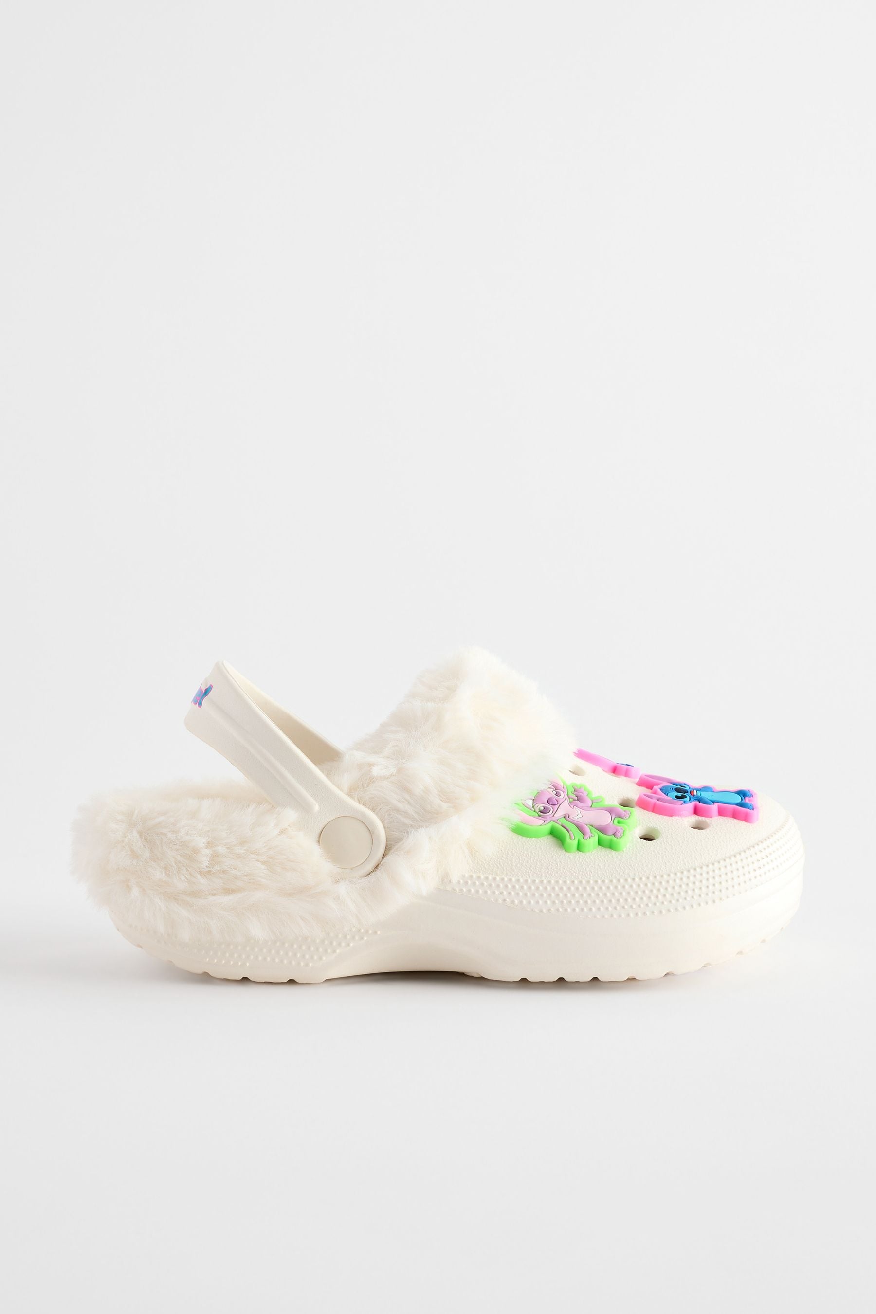 White Faux Fur Lined Clogs Slippers