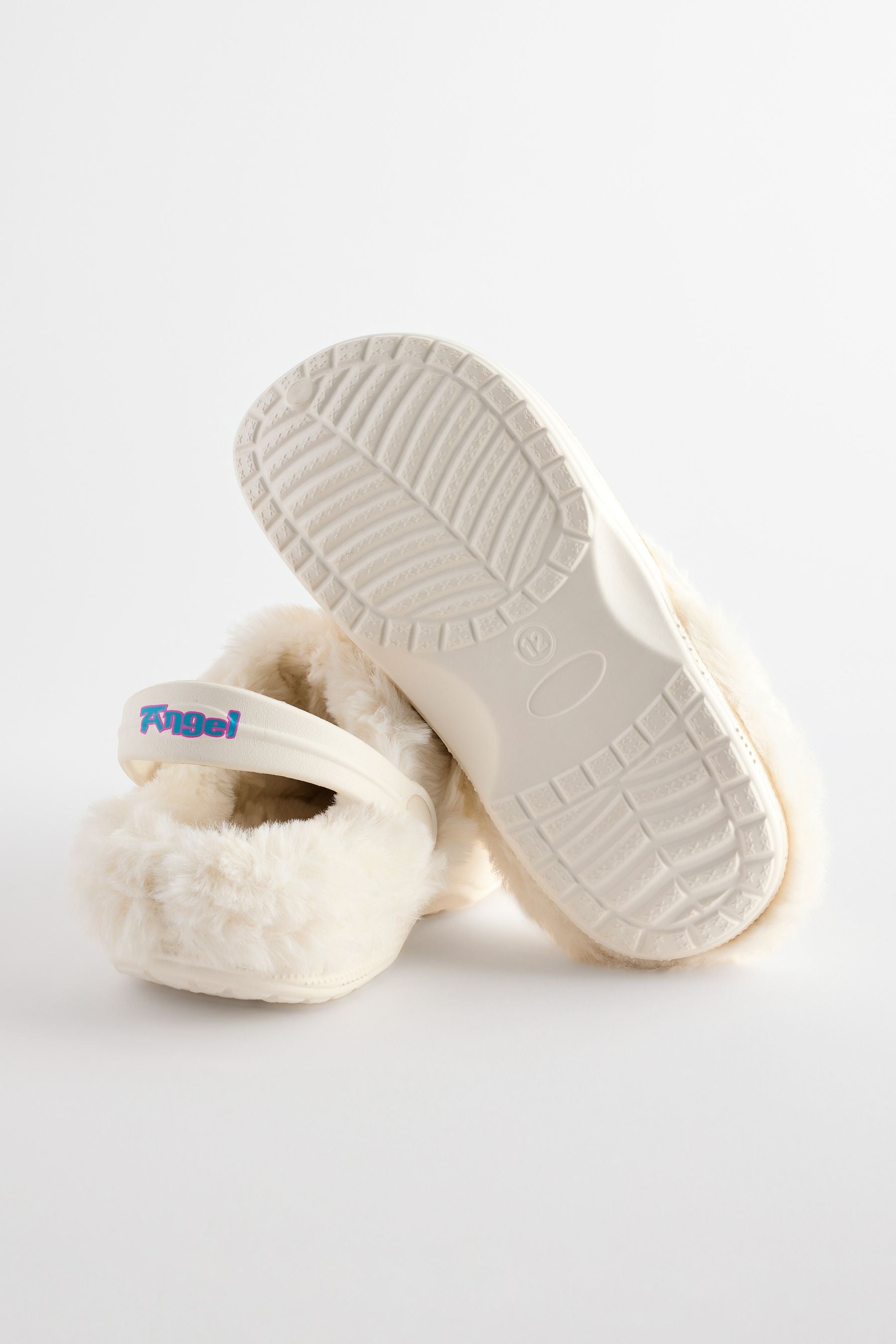 White Faux Fur Lined Clogs Slippers