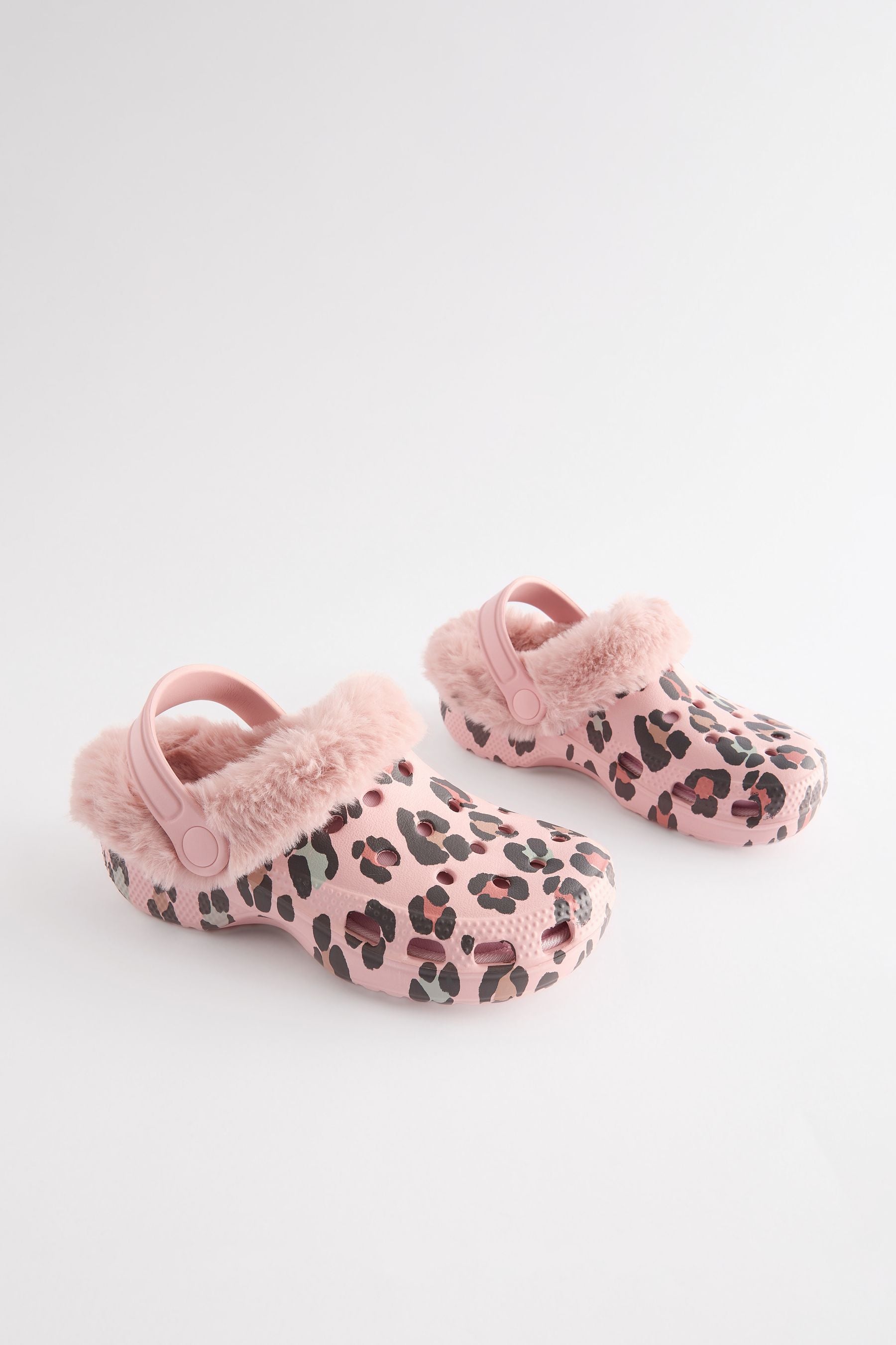 Pink Faux Fur Lined Clog Slippers