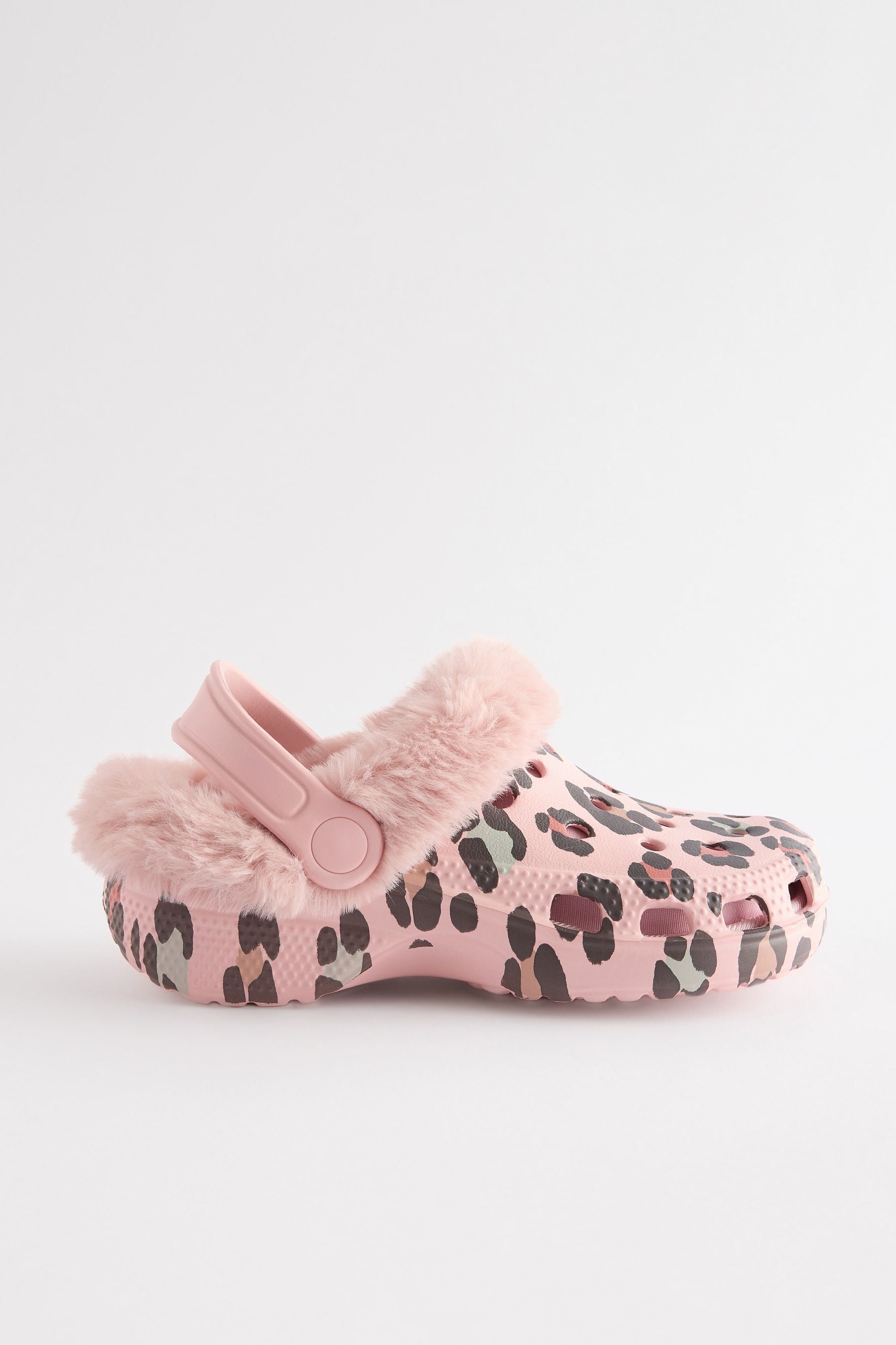 Pink Faux Fur Lined Clog Slippers