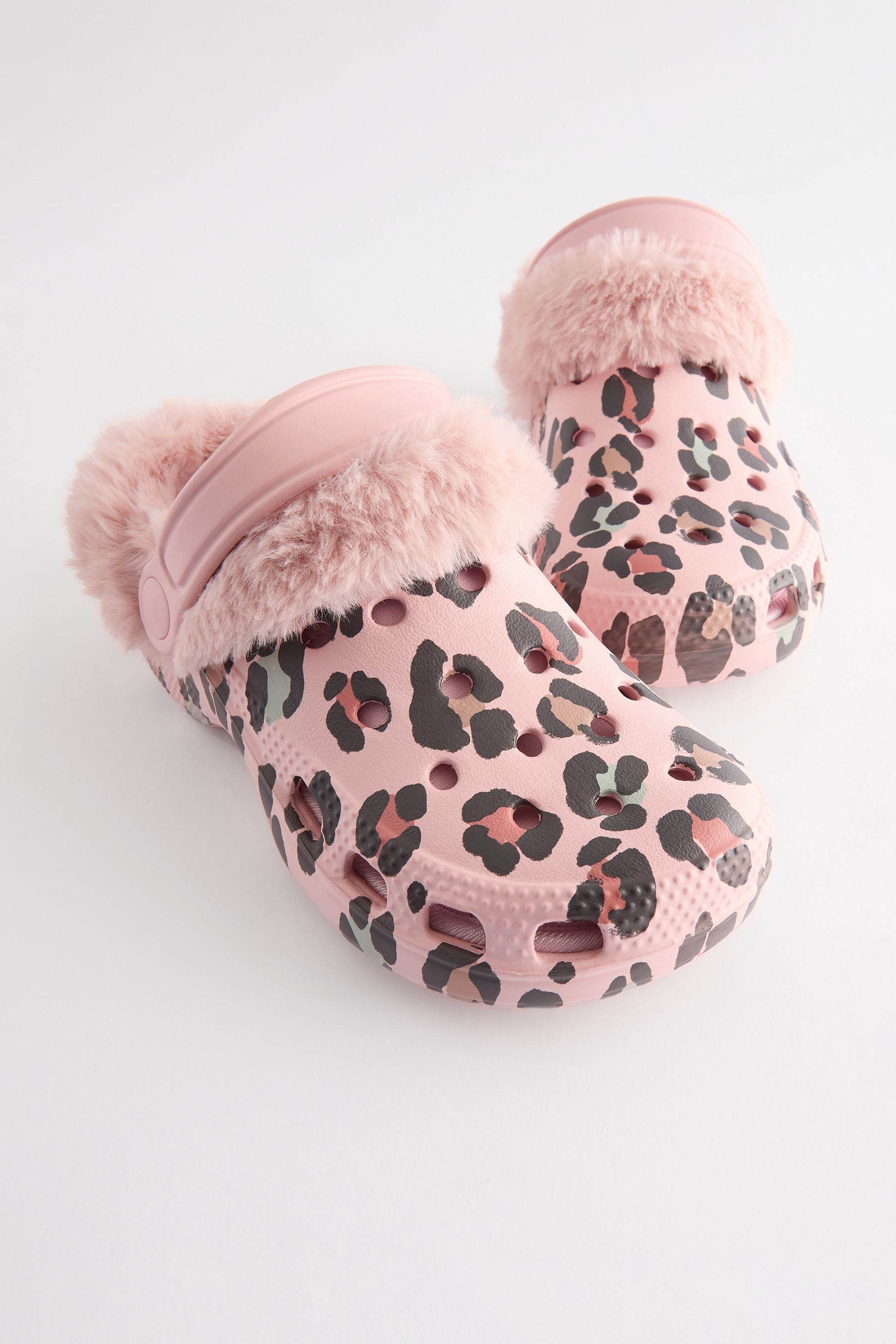 Pink Faux Fur Lined Clog Slippers