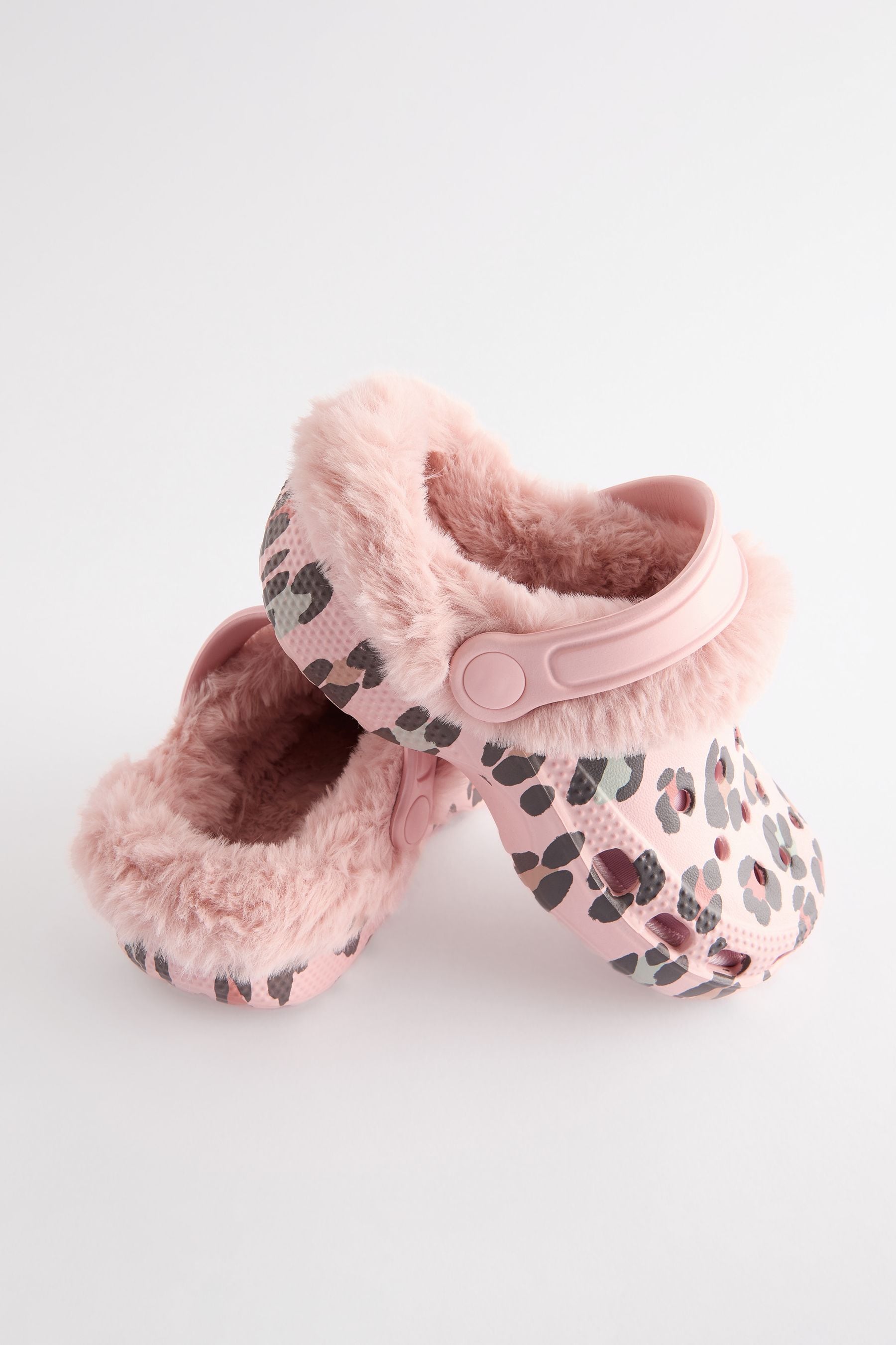 Pink Faux Fur Lined Clog Slippers